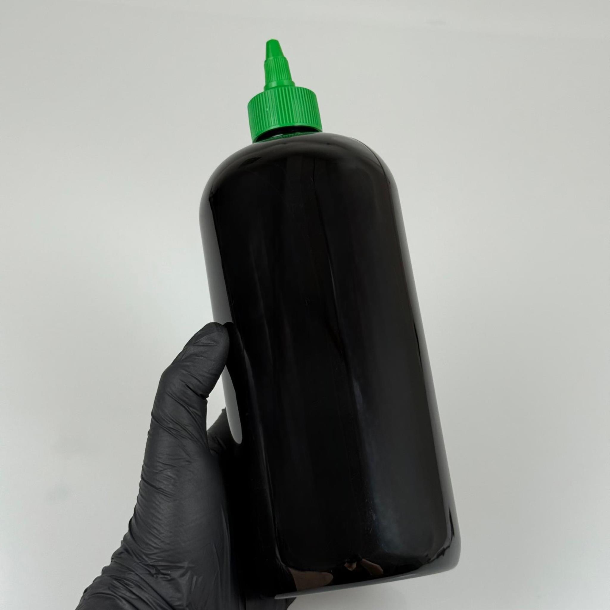 ZEYTİNYAĞI, SOS, ACI SOS, SİRKE, SRIRACHA VB BOŞ ŞİŞELERİ - YEŞİL SİVRİ TWİST AKITICI KAPAK + 1000 ML SİYAH PET PLASTİK ŞİŞE TAKIM