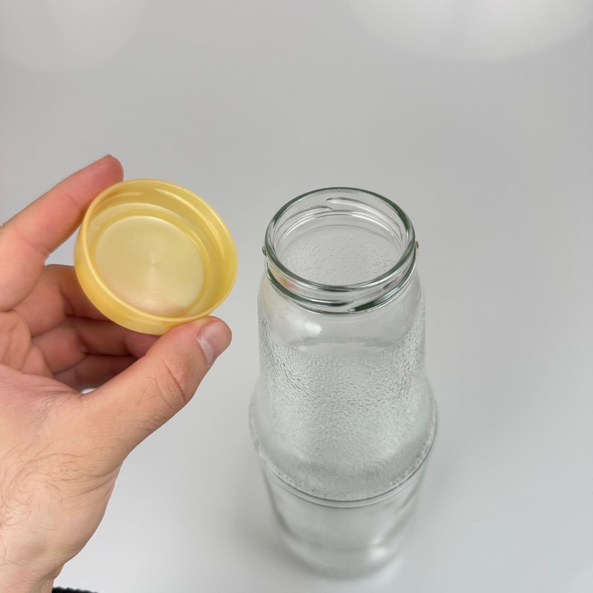 1000 CC CAM ŞİŞESİ + GOLD PLASTİK KAPAK - 1 LİTRE PLASTİK KAPAKLI CAM ŞİŞE