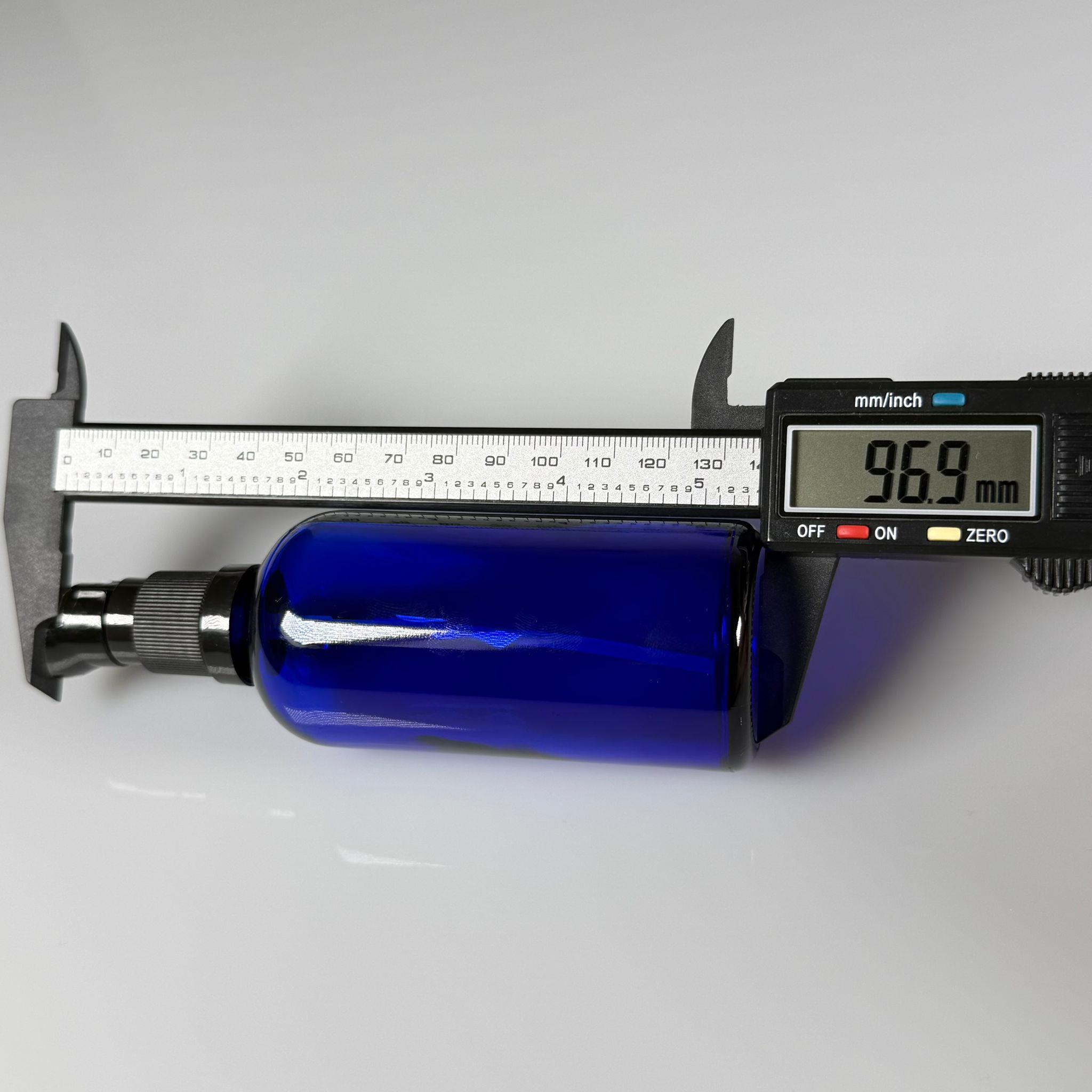 100 CC MAVİ CAM ŞİŞE - SIZDIRMAZ ETEKLİ SİYAH LOSYON POMPALI TAKIM - 100 ML LOSYON ŞİŞESİ - YAĞ, KREM GİBİ YOĞUN KIVAMLI SIVILAR İÇİN CAM AMBALAJ