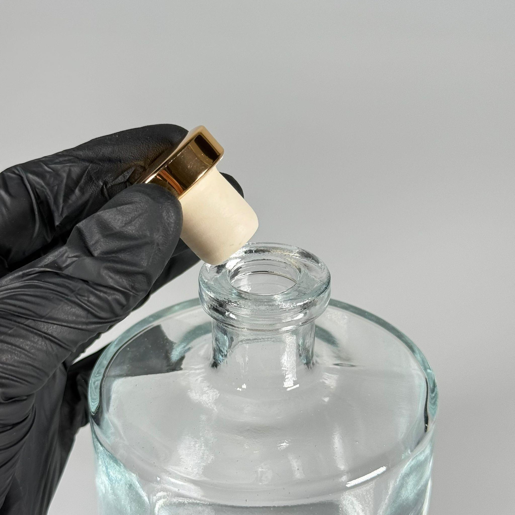 500 CC LÜX ŞİŞE - SİLİNDİR - 500 ML BÜYÜK BOY DİFFUSER ŞİŞE GOLD MANTAR TIPALI