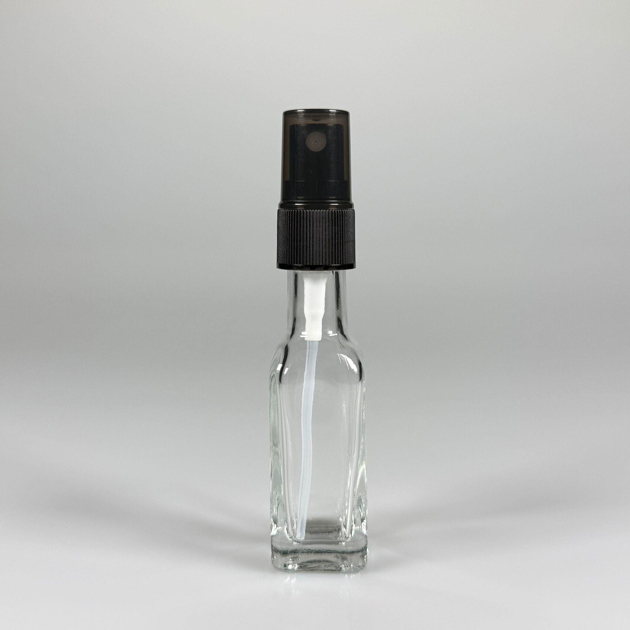 20 CC MARASKA KÖŞELİ SPREYLİ CAM ŞİŞE  - 20 ml kare cam şişe siyah fısfıslı