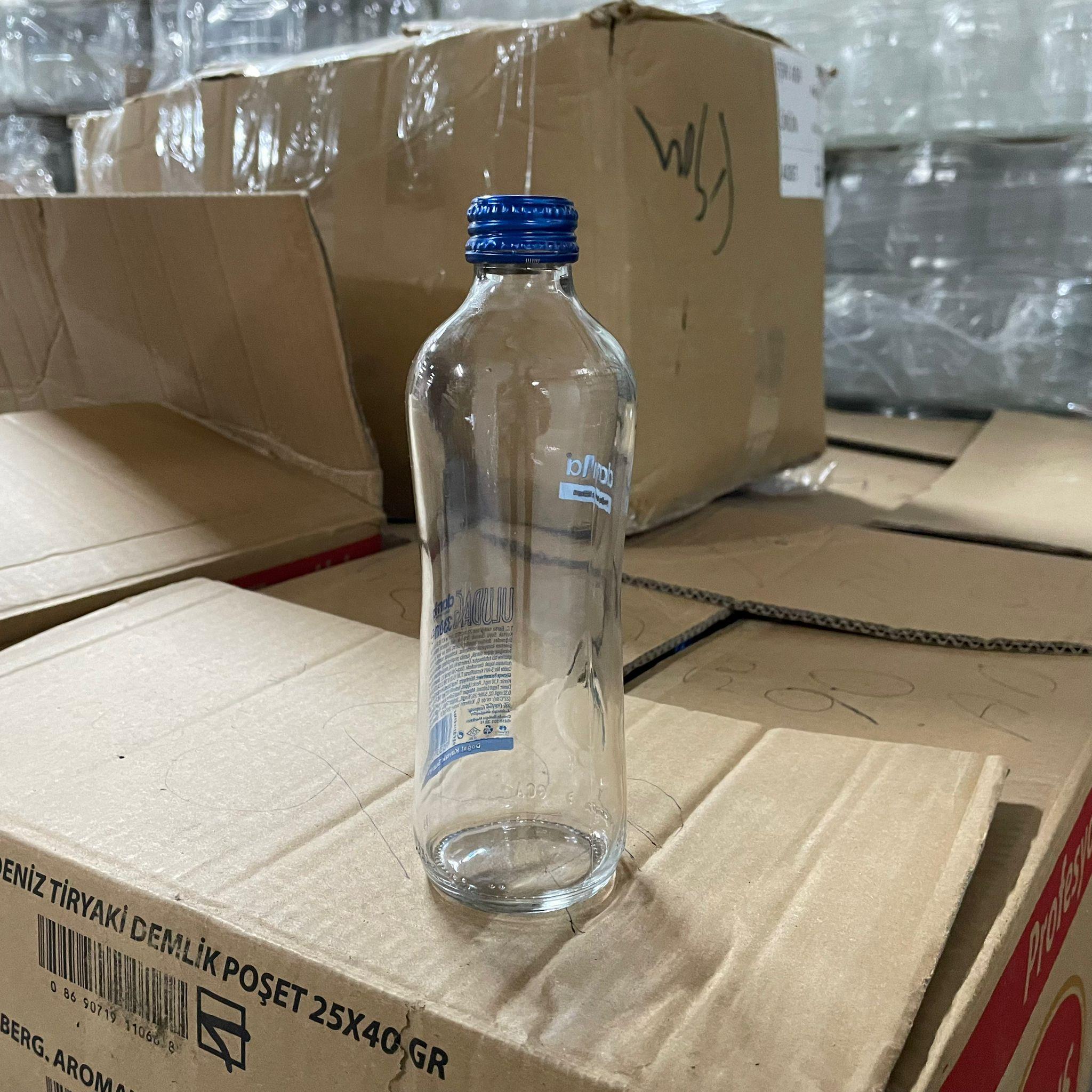 330 CC BOŞ CAM SU ŞİŞESİ - KULLANILMIŞ 2. EL CAM ŞİŞE - CAFETERYADA KULLANILMIŞ UYGUN FİYATLI CAM ŞİŞE - KAPAKLI - 330 ml damla su şişesi