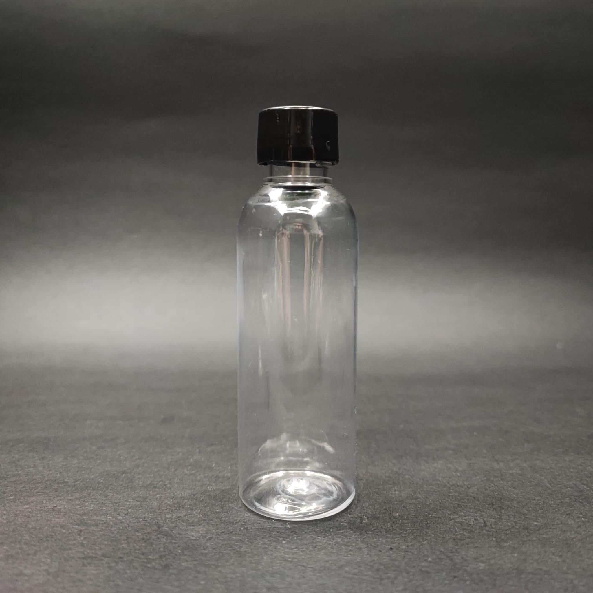 50 CC ŞEFFAF PLASTİK UZUN ŞİŞE + KENDİNDEN CONTALI SIZDIRMAZ SİYAH KAPAK - 50 ML KAPAKLI PET ŞİŞE