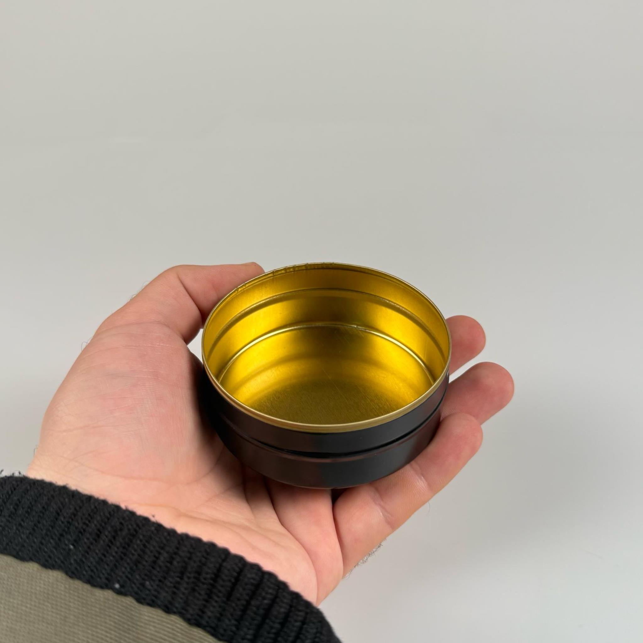 100 CC TENEKE KUTU - SİYAH - KAPAKSIZ - METAL AMBALAJ - MUM TENEKESİ 74 X 27 MM