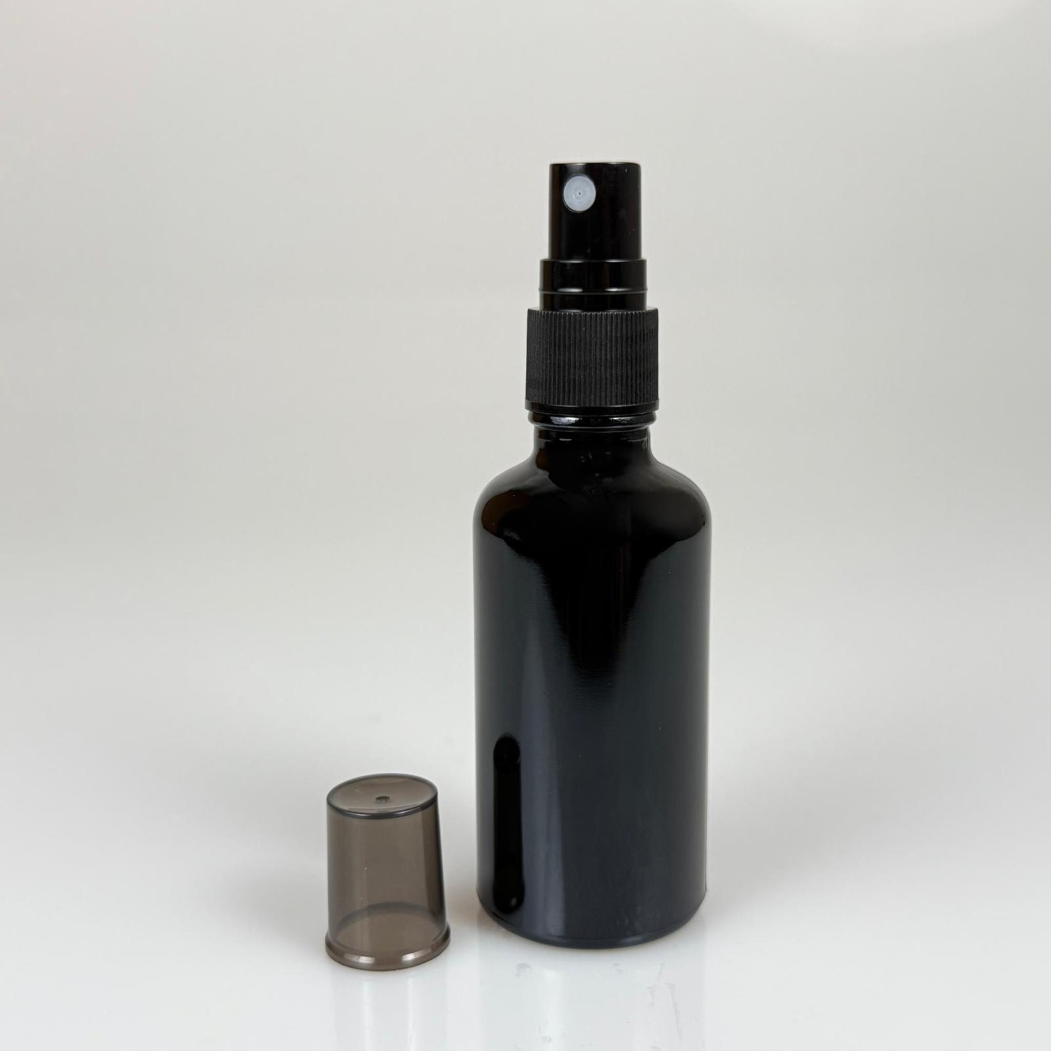 50 CC SİYAH CAM ŞİŞE SİYAH SPREYLİ TAKIM - 50 ML PARFÜM ŞİŞESİ