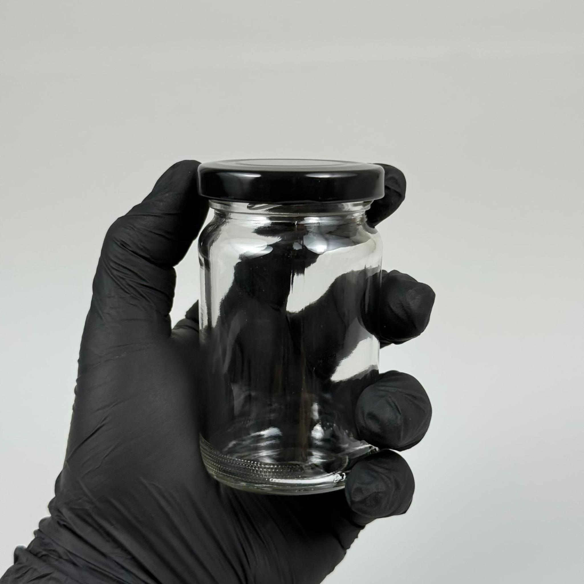 105 CC CAM KAVANOZ - SİYAH METAL KAPAKLI - 105 ML CAM KAVANOZ