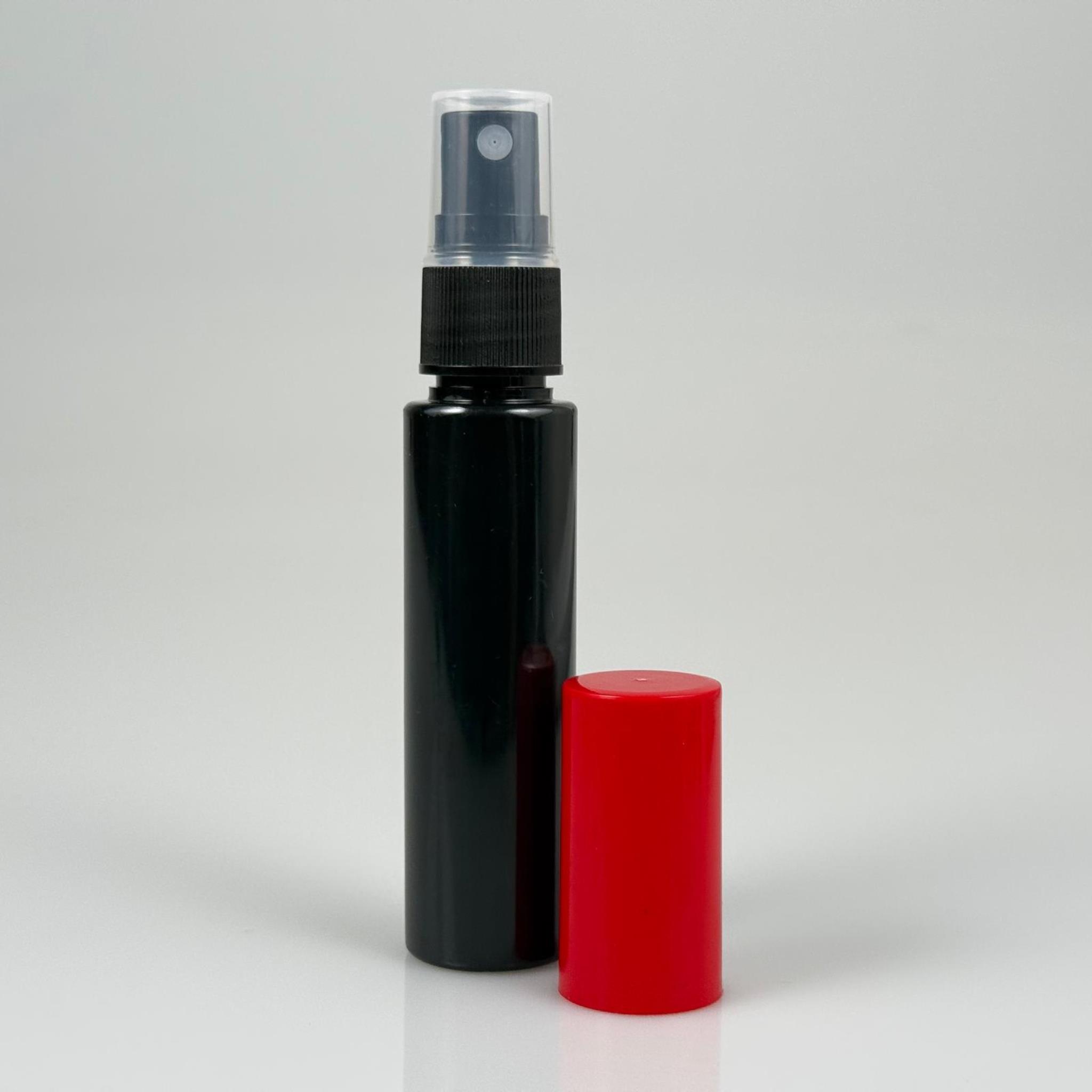 35 CC SİYAH PARFÜM ŞİŞESİ PLASTİK - SİYAH SPREY + KIRMIZI KAPAK - 35 ML PARFÜM ŞİŞESİ PET