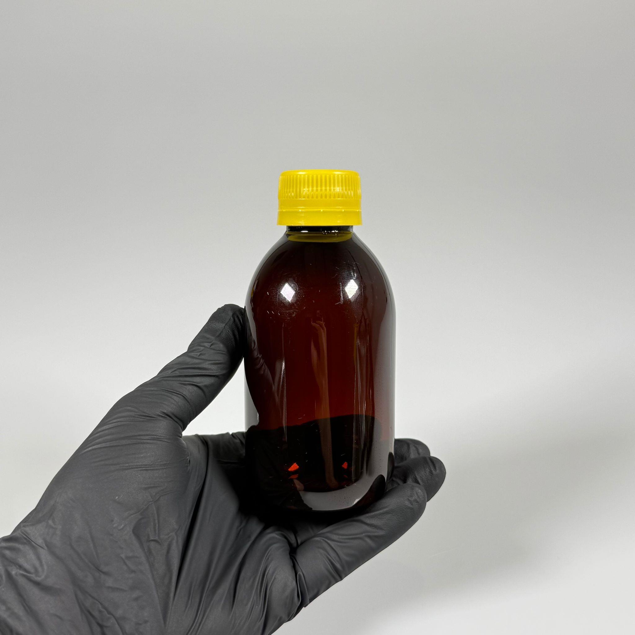 200 CC AMBER PET ECZA ŞİŞESİ - SARI KİLİTLİ CONTALI KAPAKLI  - 200 ML KAHVERENGİ PLASTİK ŞURUP ŞİŞESİ (21 GR)