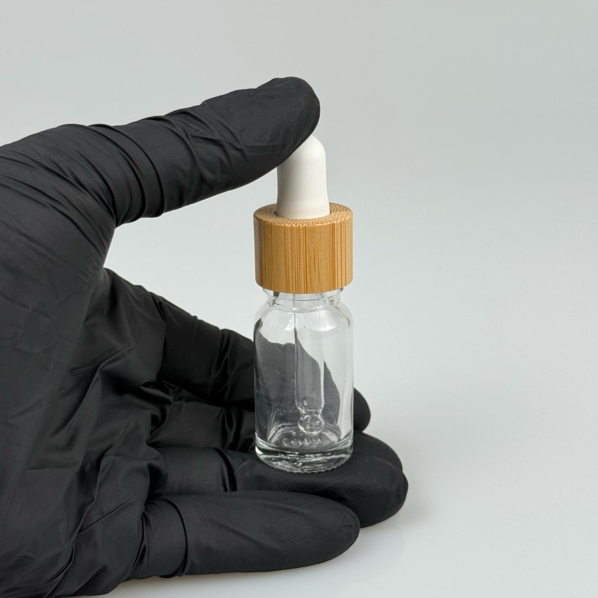 10 CC ŞEFFAF CAM DAMLALIKLI ŞİŞE - BEYAZ EMZİK - BAMBU AHŞAP KAPAK - 10 ML BAMBU KAPAKLI CAM DAMLALIKLI ŞİŞE