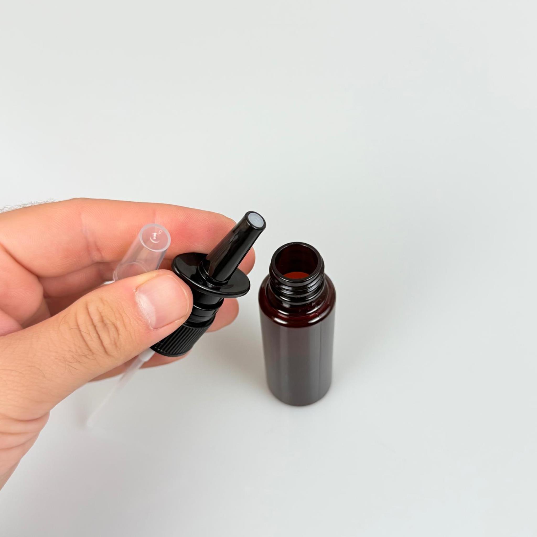 25 CC AMBER PET ŞİŞE- SİYAH NAZAL BURUN SPREYLİ 25 ML PLASTİK ŞİŞE