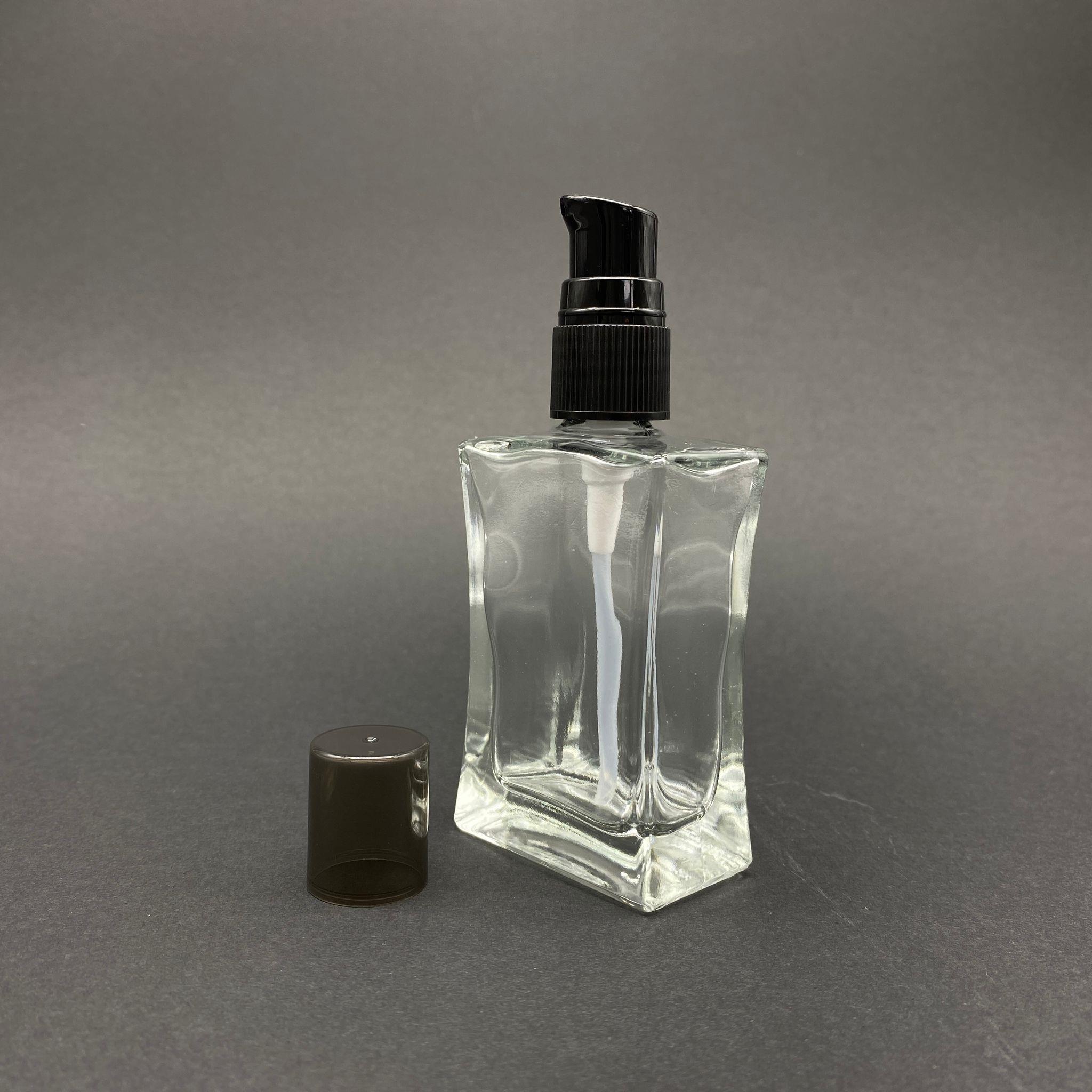 50 CC KÖŞELİ CAM ŞİŞE SİYAH LOSYON POMPALI TAKIM - 50 ML LOSYON ŞİŞESİ - 1. KALİTE İTHAL CAM