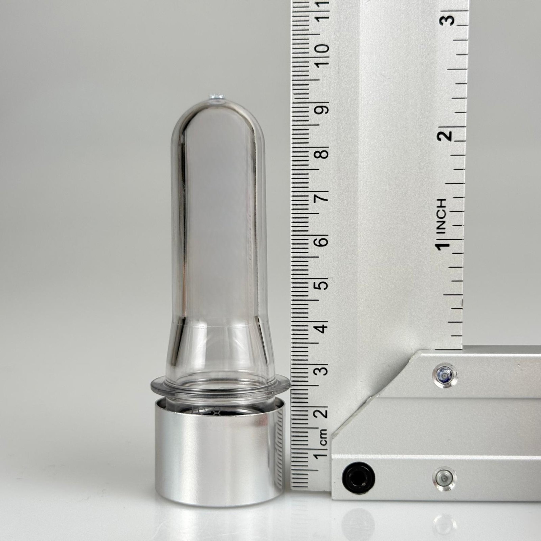 9 CM TÜP - 20 CC UZUN KALIN PET ŞİŞE + ALÜMİNYUM KAPLAMALI GÜMÜŞ KAPAKLI TAKIM - 20 ML KALIN PET ŞİŞE