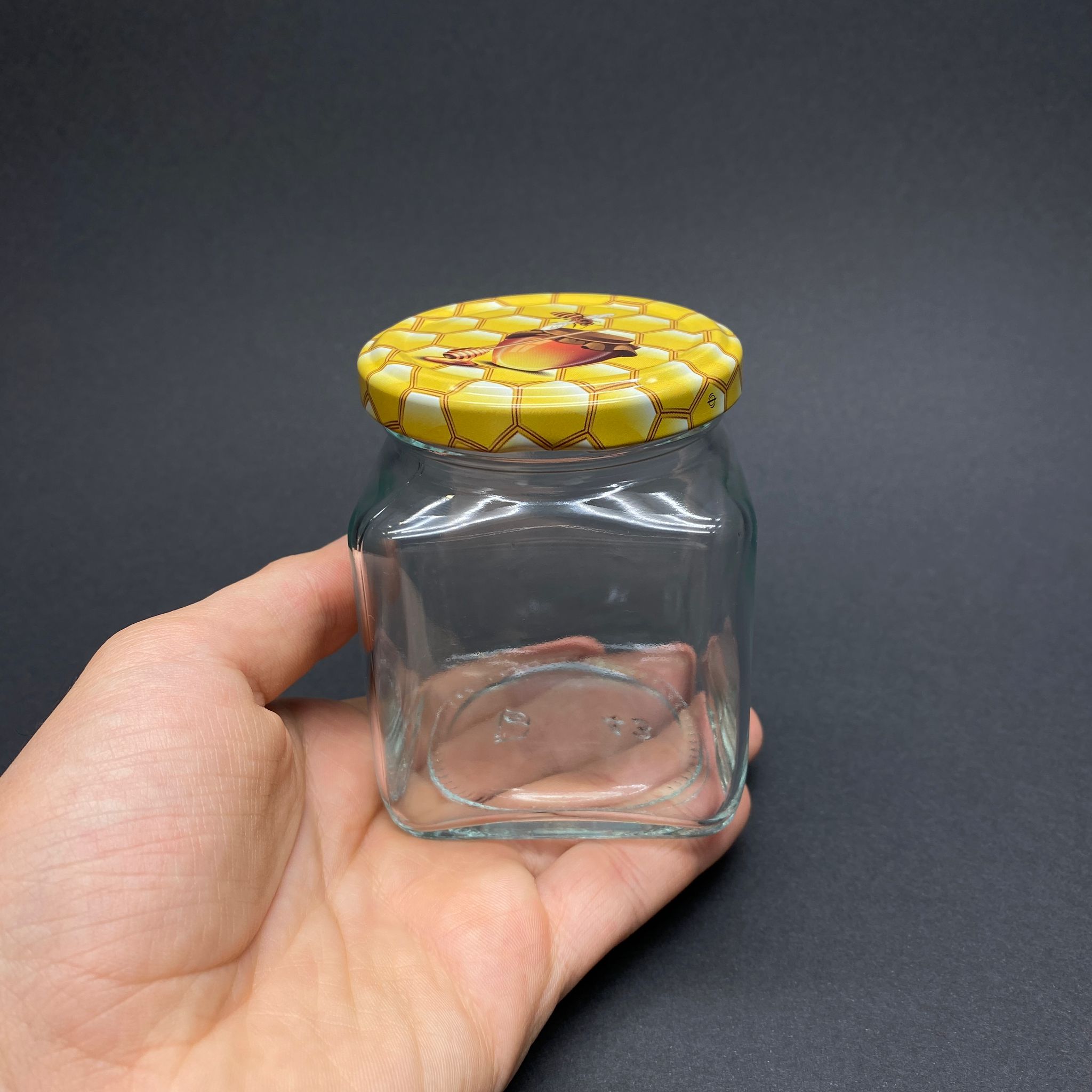 250 CC CAM KARE KAVANOZ - ÖZEL BAL PETEK KAPAKLI - 250 ML KÖŞELİ KAVANOZ