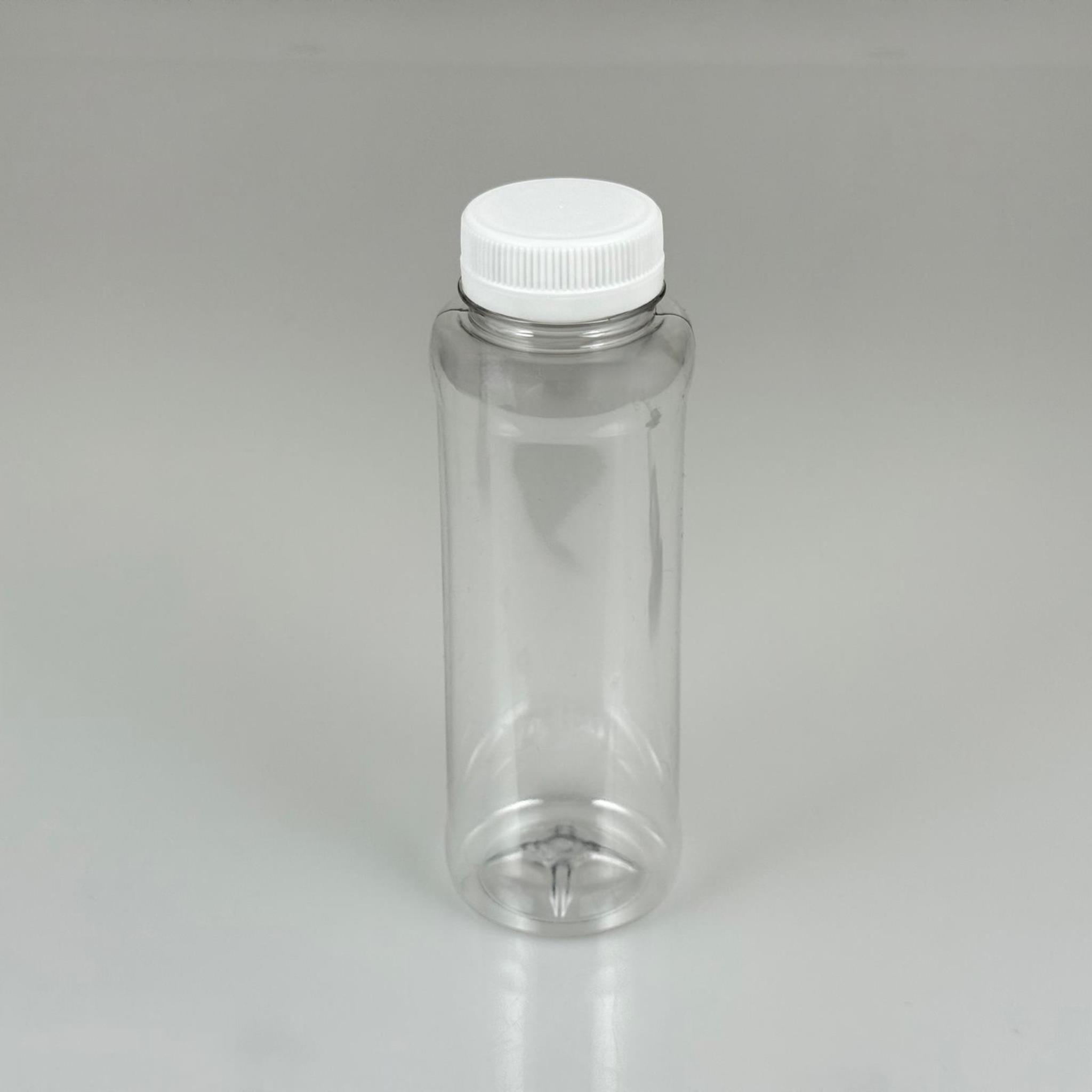 330 CC DÜZ GENİŞ AĞIZLI PET ŞİŞE - KİLİTLİ BEYAZ KAPAKLI - 330 ML DETOKS MEYVE SUYU ŞİŞESİ