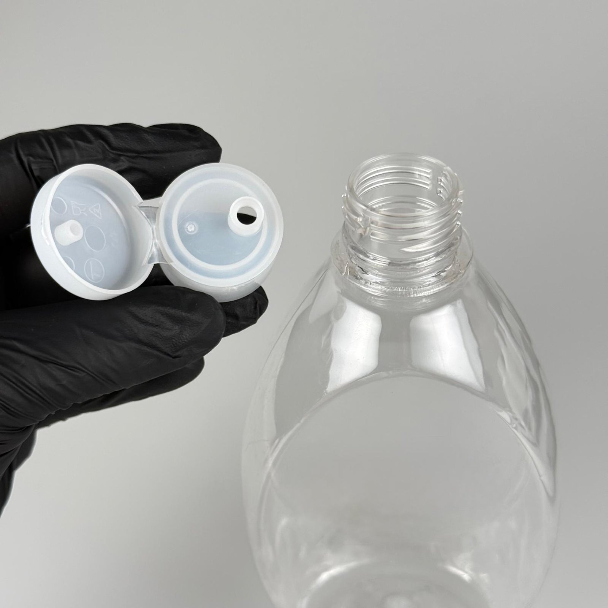 AKITICILI PET ŞİŞE - 400 ML PLASTİK ŞİŞE + 28 MM ŞEFFAF FLİPTOP AÇILIR KAPAKLI SET