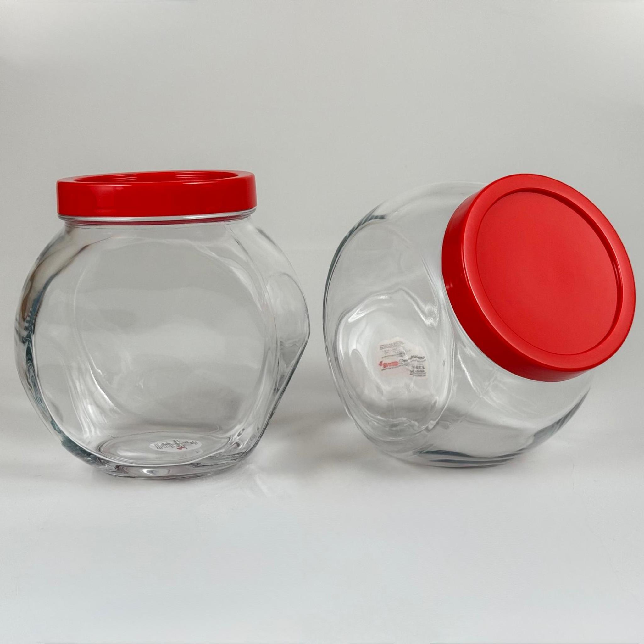 PAŞABAHÇE KODU 80000 ÜÇ DİPLİ YATIK CAM KAVANOZ EBAT 1500 CC - BEYAZ KAPAKLI RAF TEŞHİR KAVANOZU