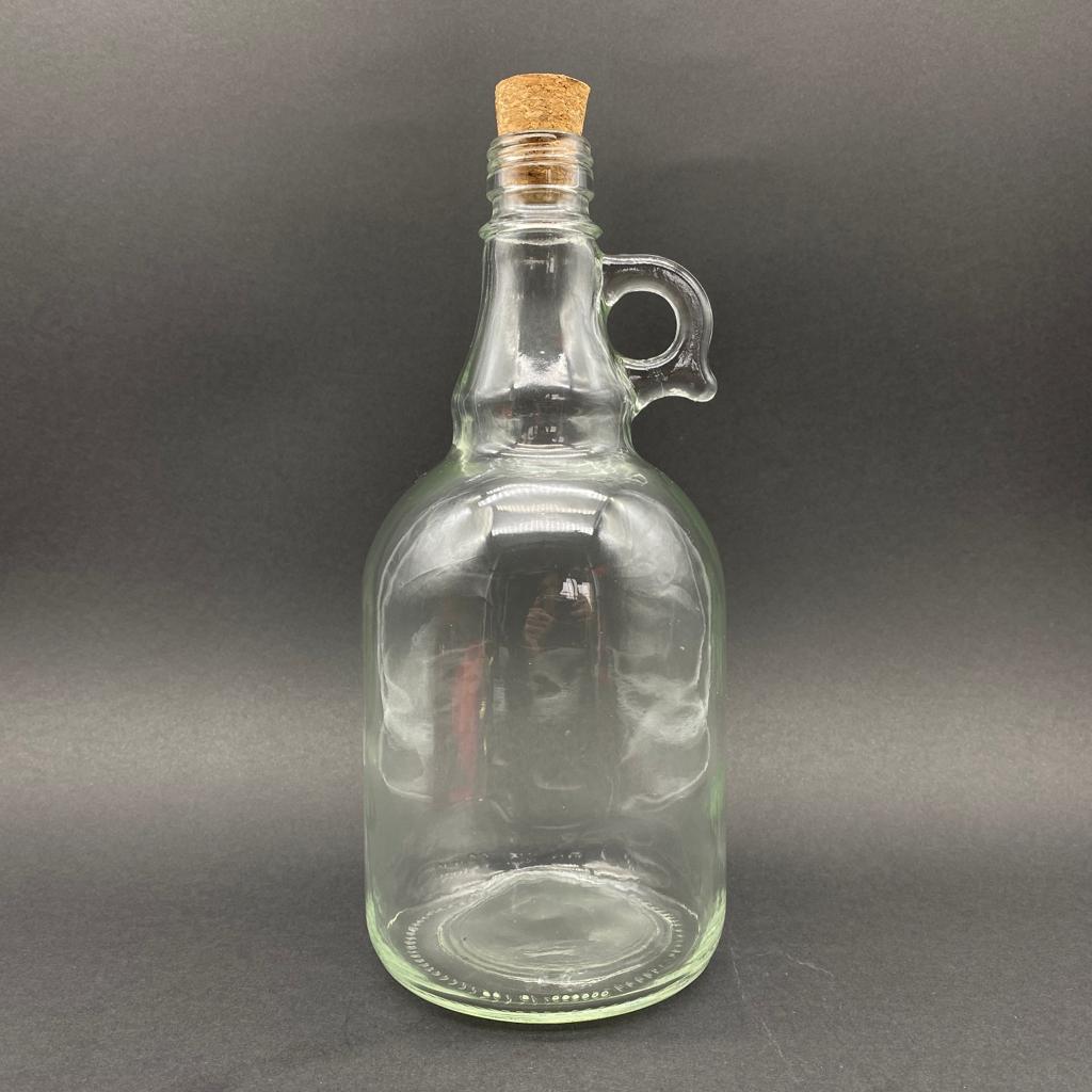 1000 CC KULPLU GALON ŞİŞE - 1 LİTRE GALON KULPLU CAM ŞİŞE - MANTAR TIPALI