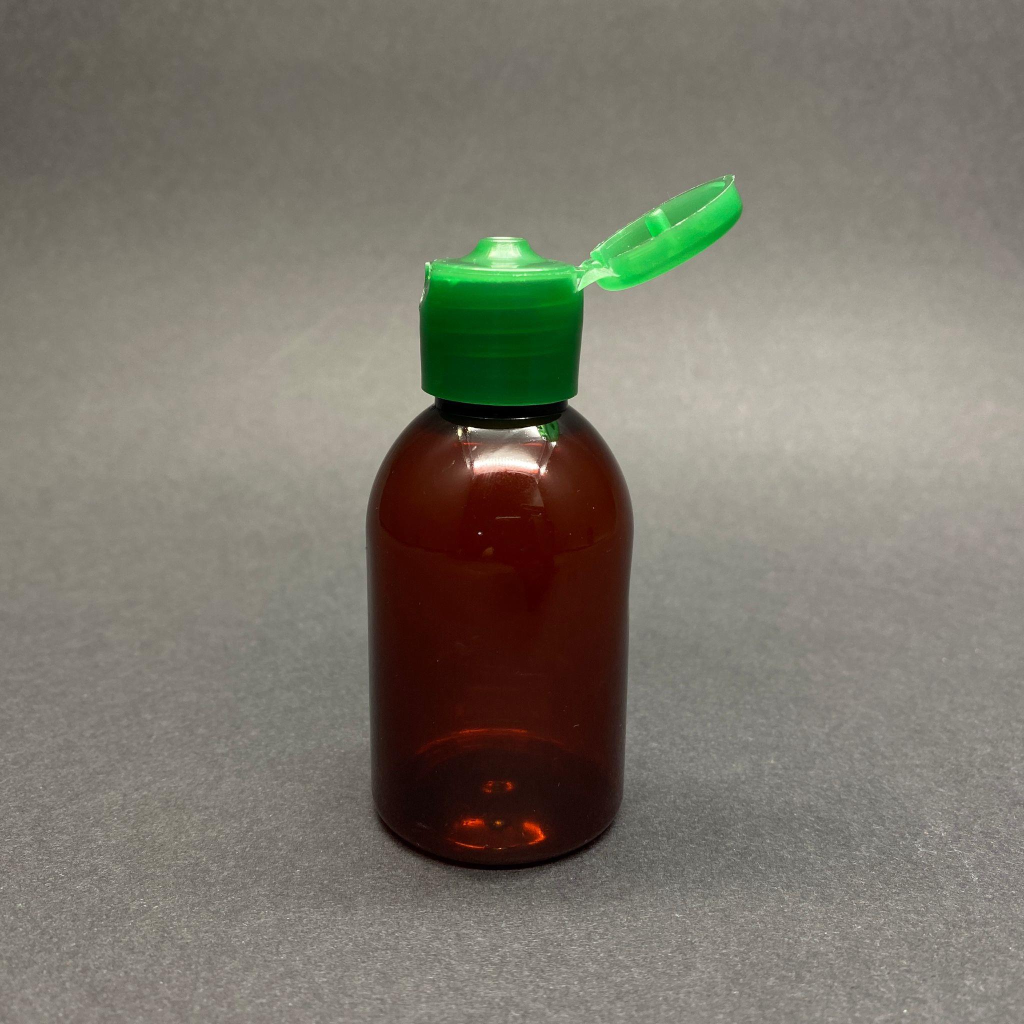 50 CC AMBER PET ŞİŞE - YEŞİL FLİPTOP AKITICI KAPAKLI - 50 ML KAHVERENGİ PLASTİK ŞİŞE