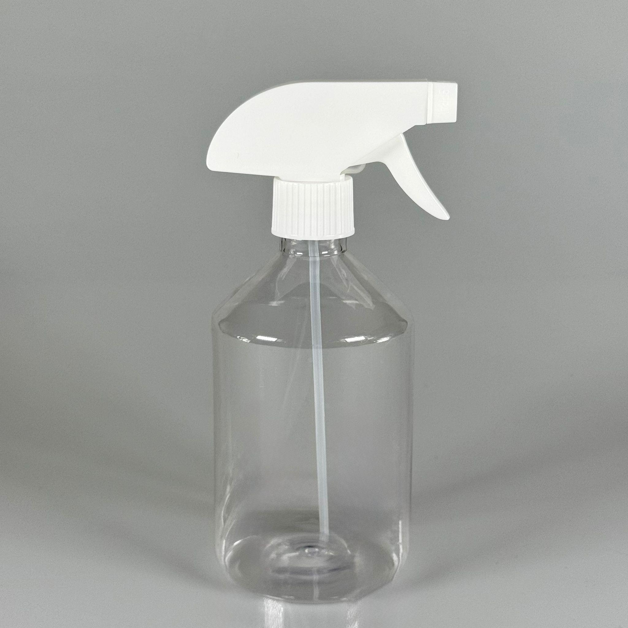 500 CC KÜT BOYUNLU ŞEFFAF PET ŞİŞE  - BEYAZ TETİK TRİGER SPREYLİ - 500 ML KALIN (30 GR) PET ŞİŞE - BOŞ FISFIS ODA KOKUSU, OTO TEMİZLİK VB İÇİN PET ŞİŞE