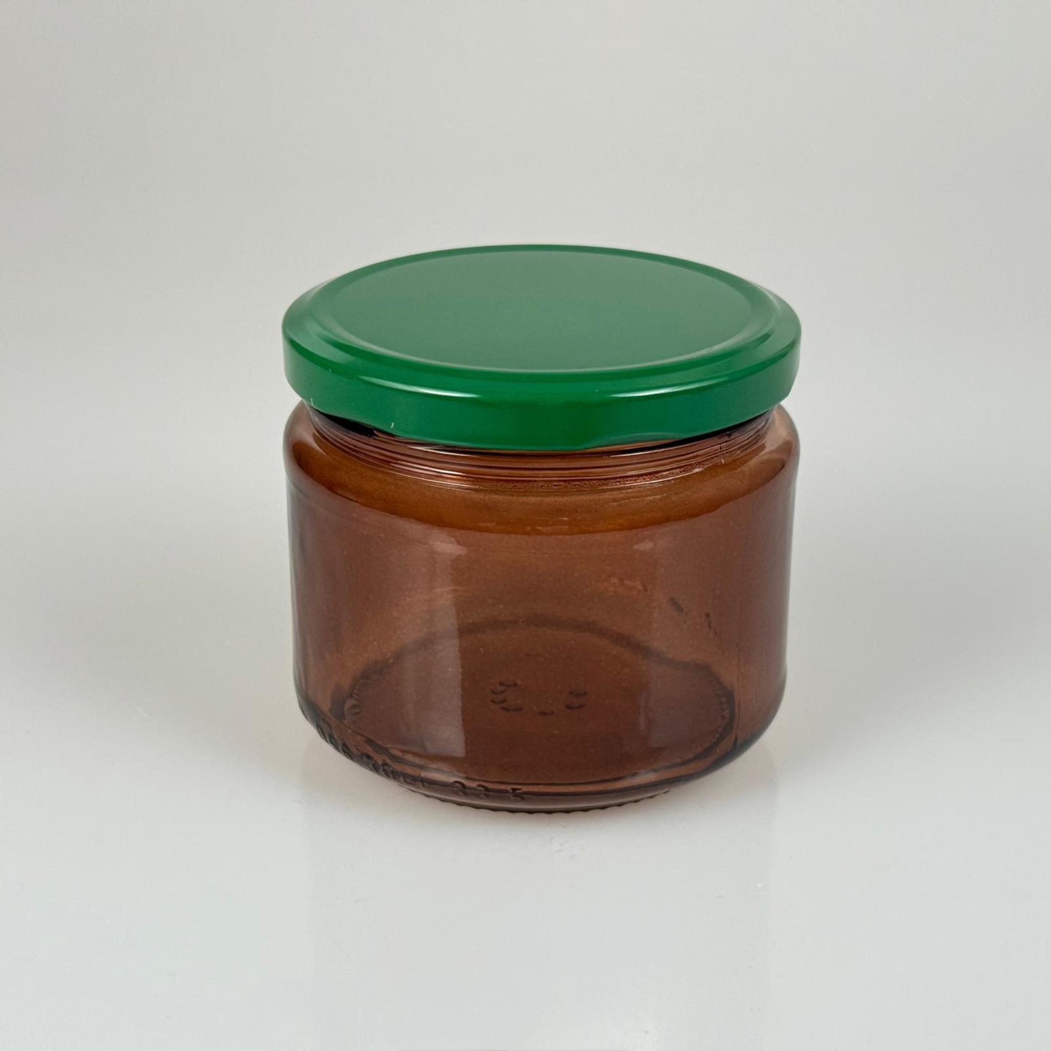 300 CC AMBER CAM KAVANOZ - KOYU YEŞİL METAL KAPAKLI - 300 ML KAHVERENGİ KAVANOZ - MUM KAVANOZU (KARGODA ÇİZİLEBİLİR - İADESİ YOKTUR)