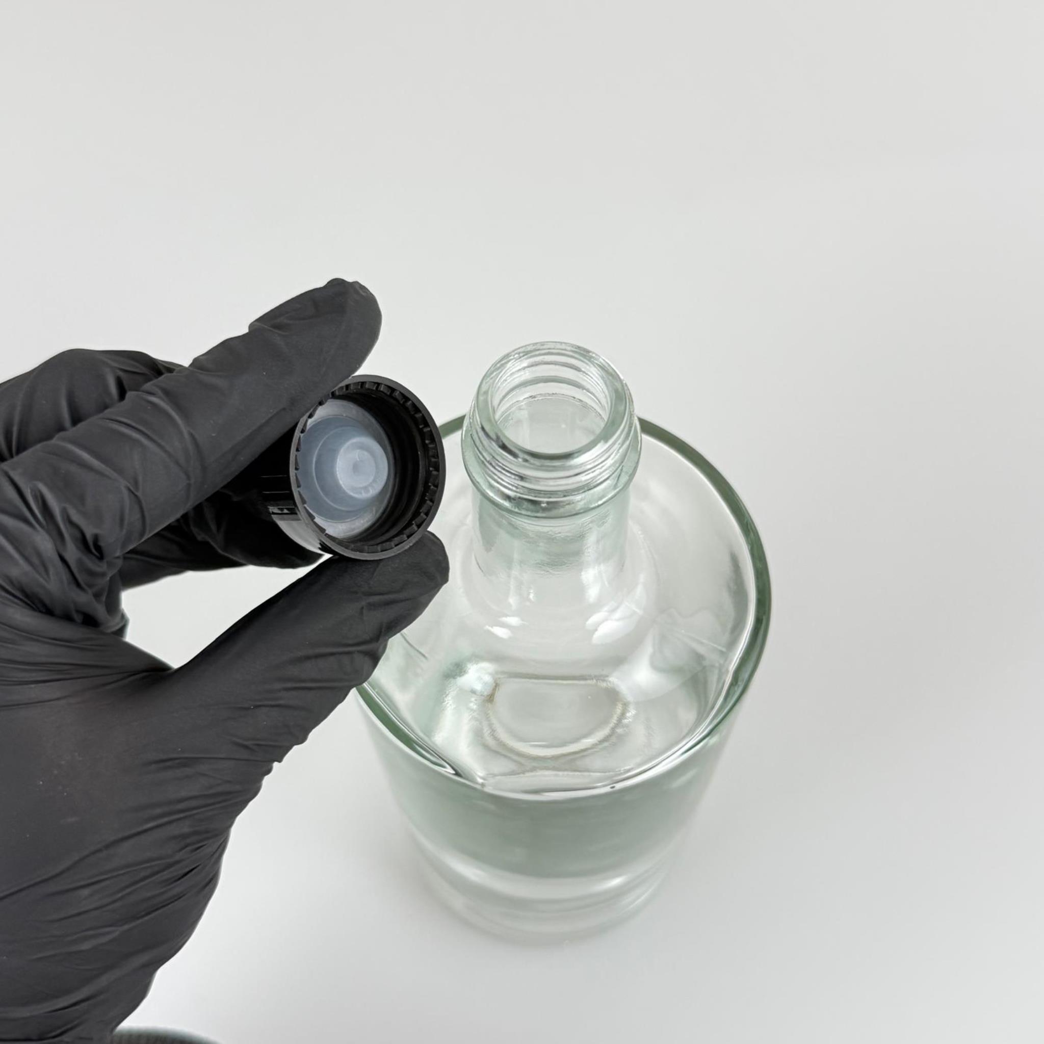 500 CC KALIN DİPLİ KÜT LÜKS CAM ŞİŞE - CONTALI SİYAH KAPAKLI - 500 ML SİLİNDİR ÖZEL CAM ŞİŞE