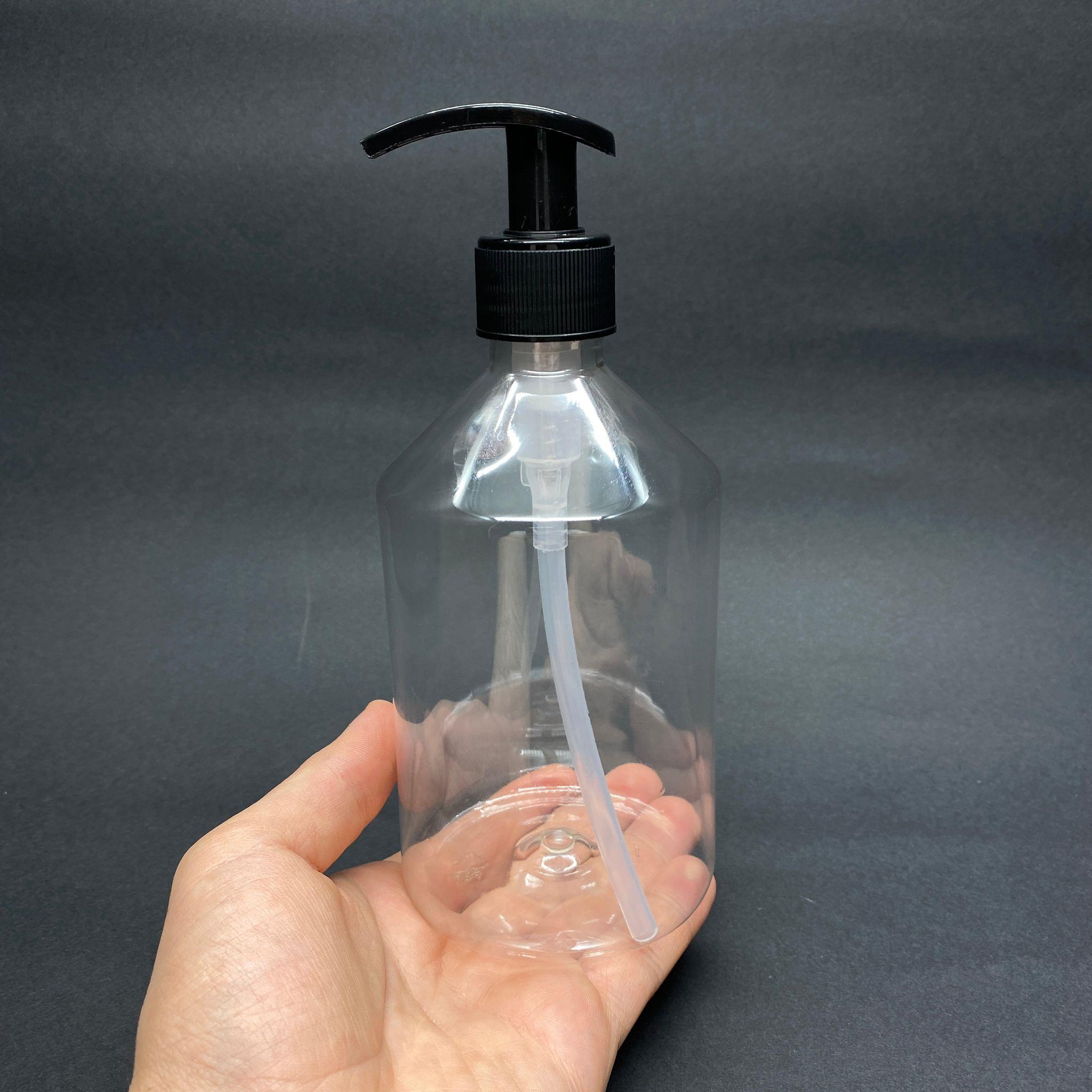 500 CC KÜT BOYUNLU ŞEFFAF PET ŞİŞE - SİYAH POMPALI - 500 ML KALIN PET ŞİŞE