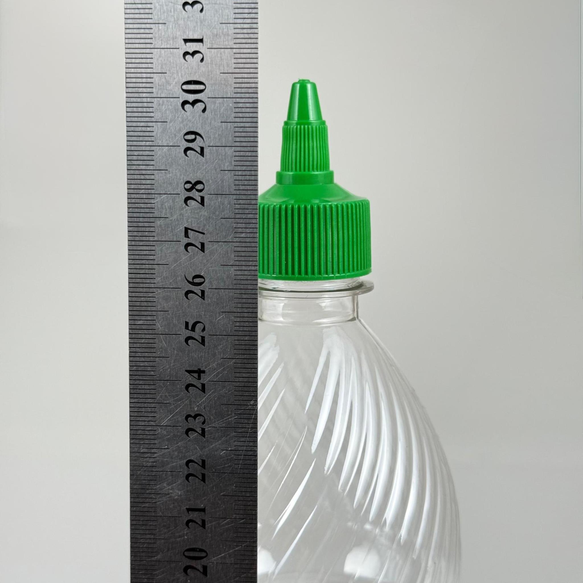 ZEYTİNYAĞI, SOS, ACI SOS, SİRKE, SRIRACHA VB BOŞ ŞİŞELERİ - YEŞİL SİVRİ TWİST AKITICI KAPAK + 1000 ML ŞEFFAF PET PLASTİK ŞİŞE TAKIM