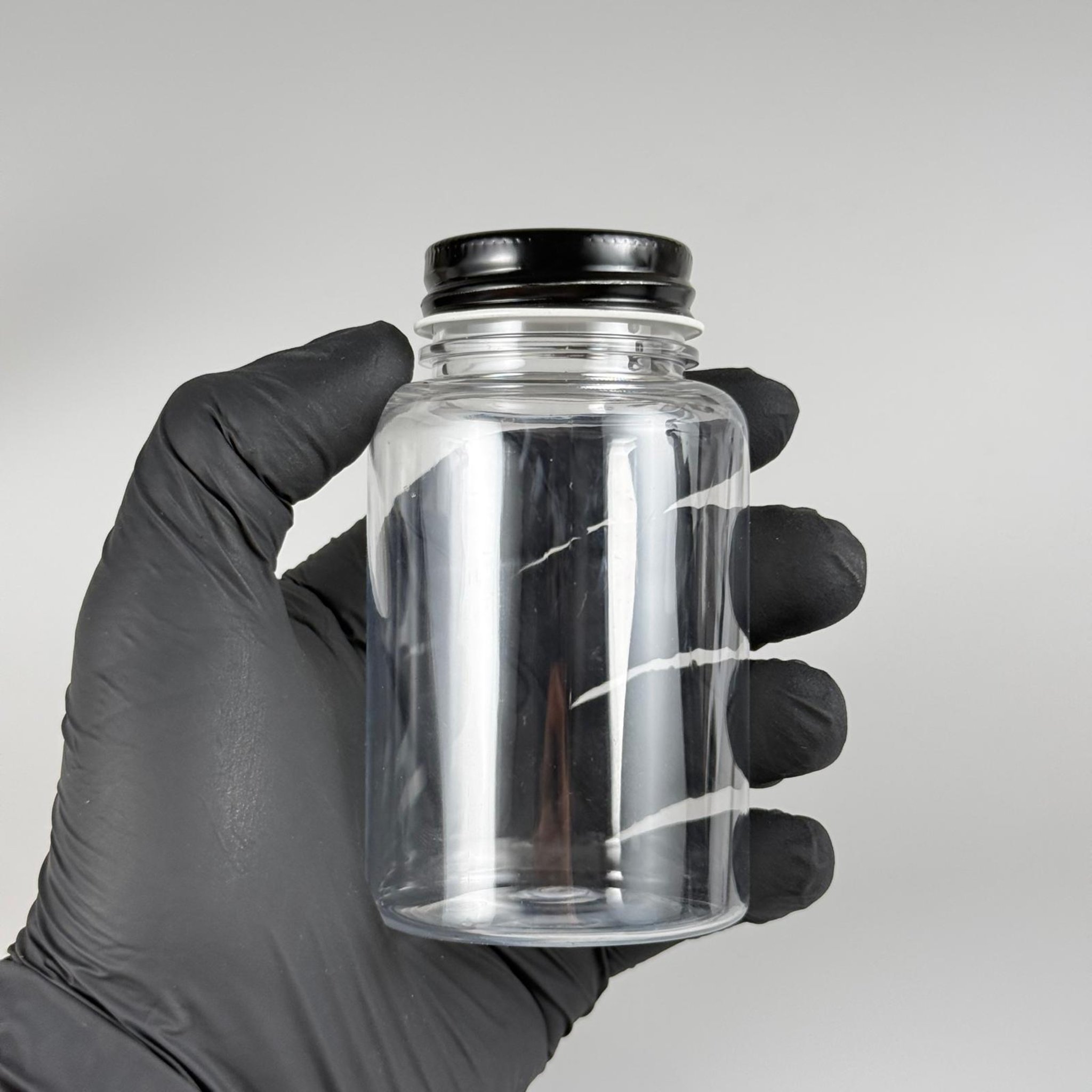 150 CC ŞEFFAF PET PUDRA ŞİŞESİ + KÖPÜK CONTALI SİYAH METAL KAPAKLI + PUDRA TIPALI TAKIM - 150 ML PUDRA KUTUSU, EKO TUZLUK