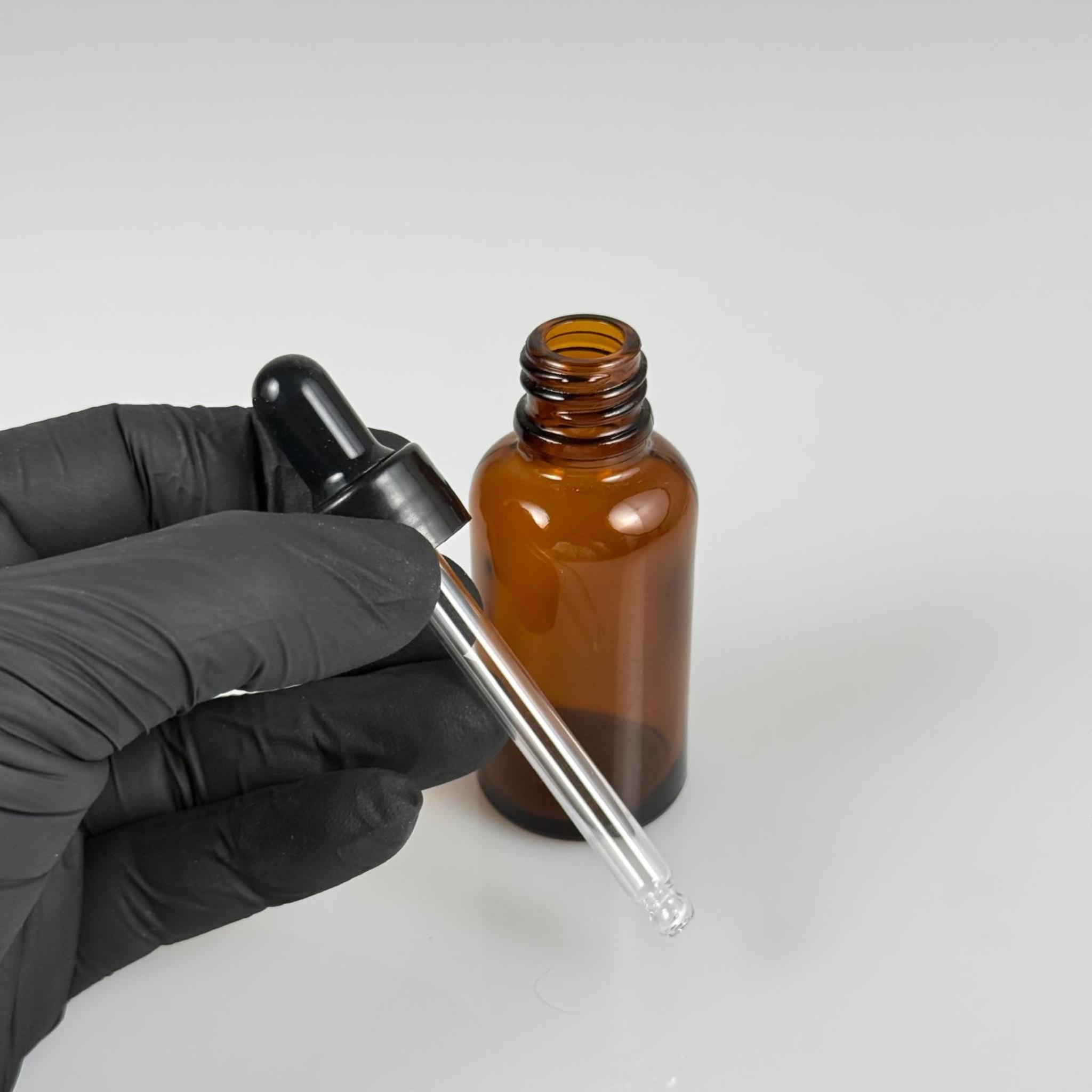 30 CC AMBER CAM DAMLALIKLI ŞİŞE - SİYAH EMZİK + SİYAH DÜZ KAPAK + CAM PİPET TAKIM - 30 ML KAHVERENGİ DAMLALIKLI ŞİŞE SETİ