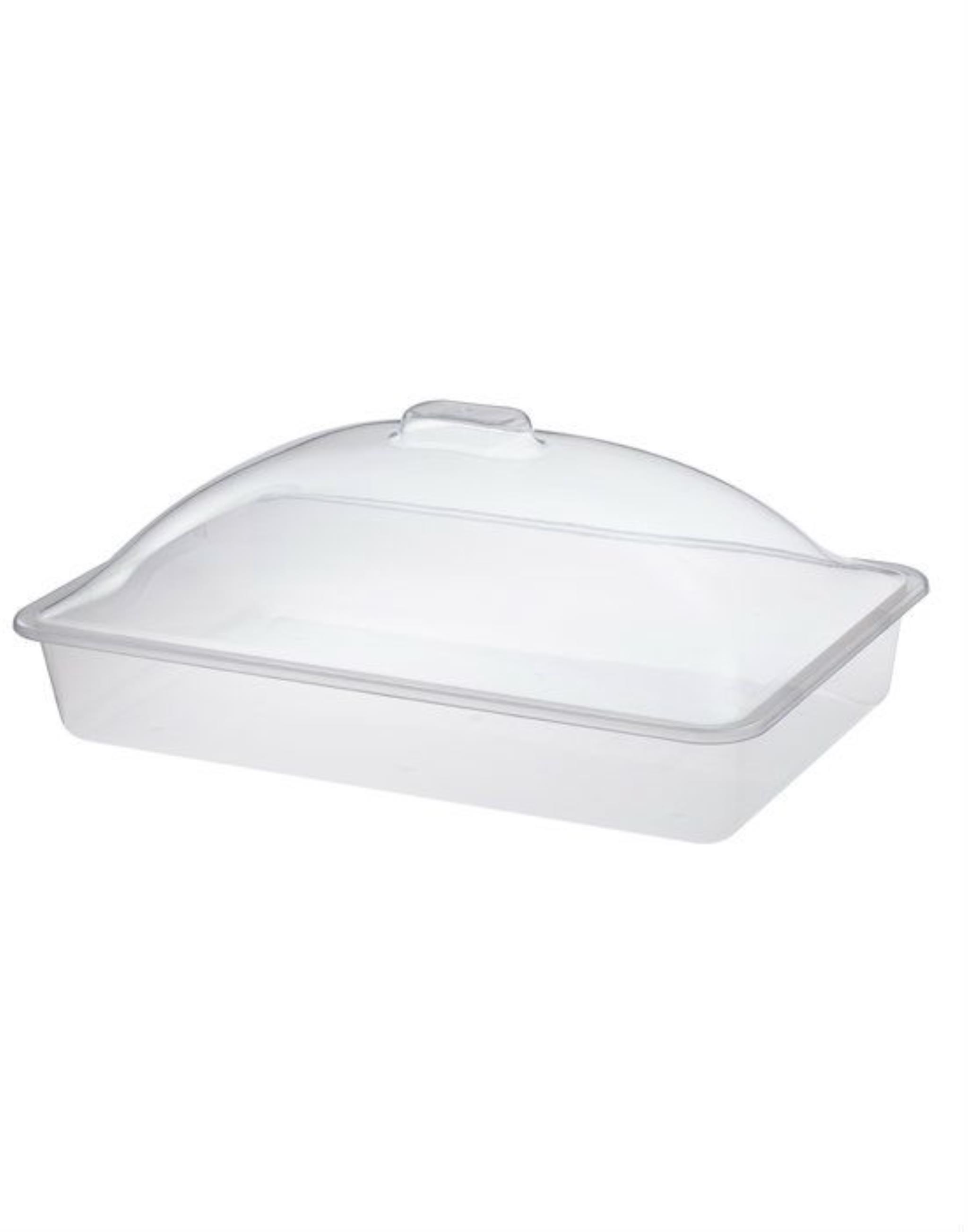 4 NO DİKDÖRTGEN GIDA KABI - MİKA LOKUMLUK - FANUS KAPAKLI (ŞARKÜTERİ, FIRIN, PASTANELERDE VS KULLANILIR) 40x26 cm En Boy 17 cm Yükseklik (5500 CC HACMİ)