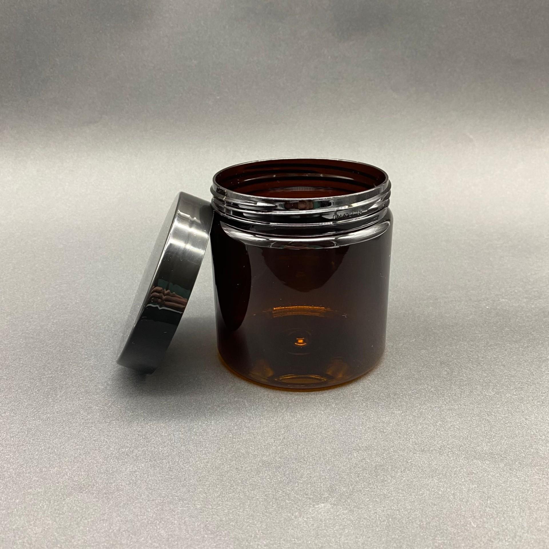 500 CC AMBER SERT PLASTİK KAVANOZ - SİYAH KAPAKLI - 500 ML KAHVERENGİ PLASTİK KAVANOZ - PLASTİK AMBER KREM KAVANOZU