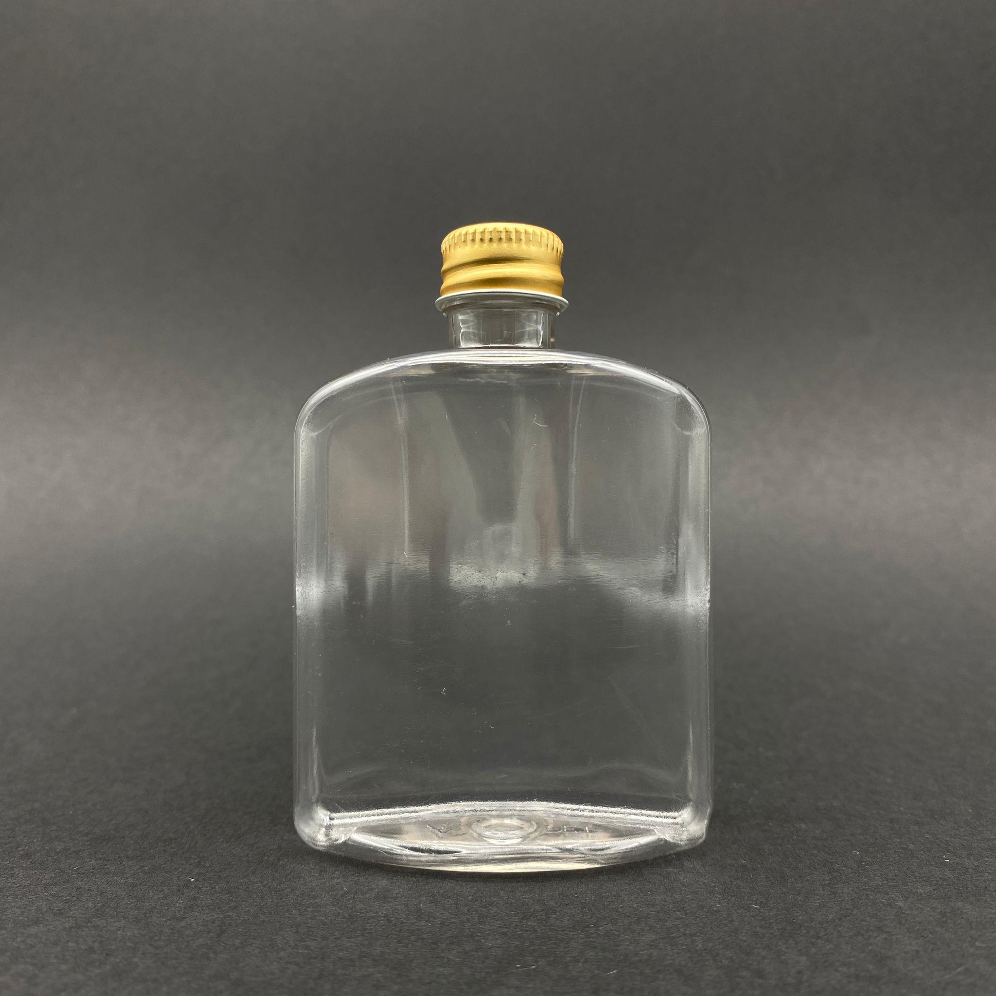 100 CC YASSI PLASTİK ŞİŞE - GOLD ALÜMİNYUM KAPAKLI - 100 ML KAPAKLI PET ŞİŞE