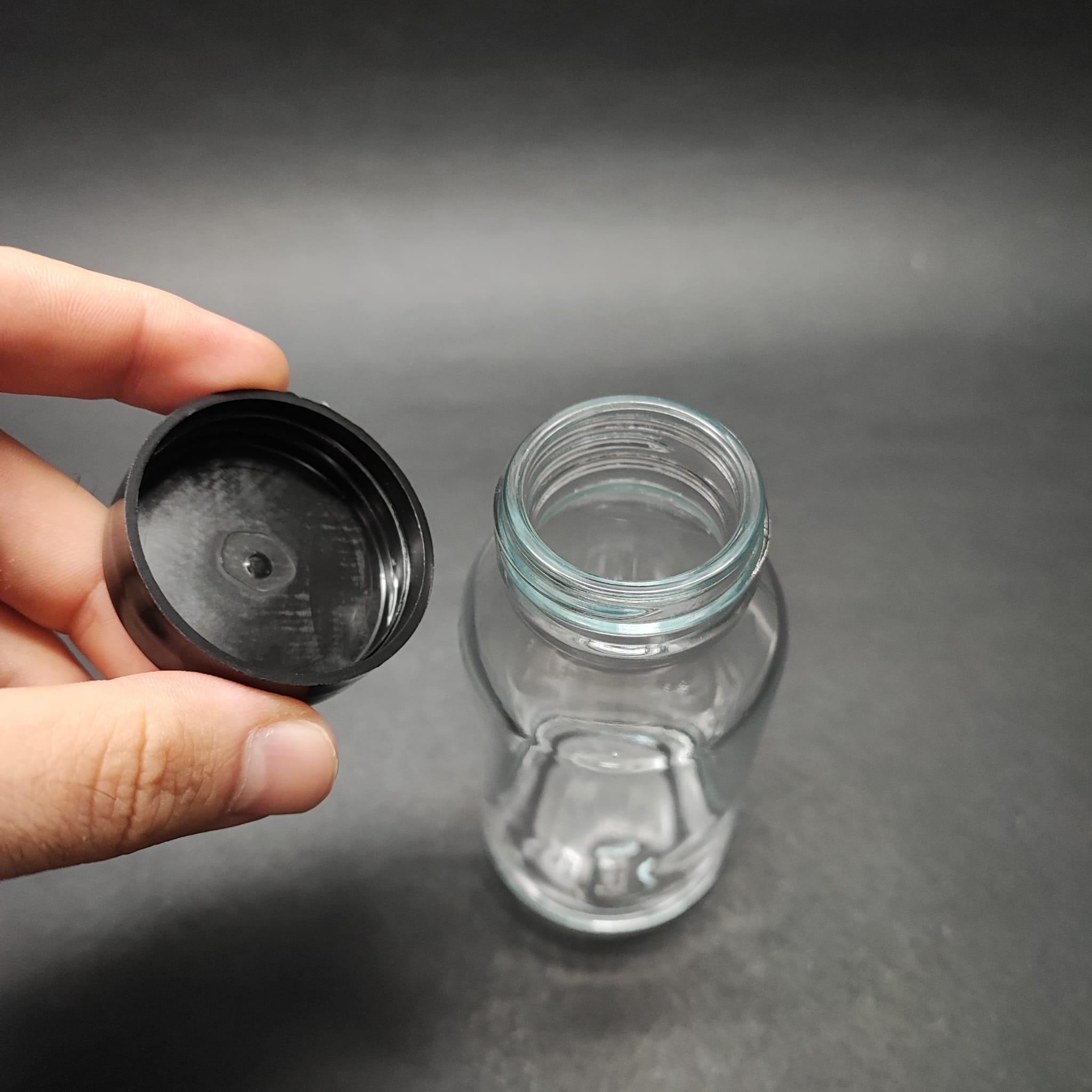 150 ML CAM TABLET ŞİŞE + SİYAH KAPAK - 150 CC ŞEFFAF ŞİŞECAM ECZA ŞİŞELERİ