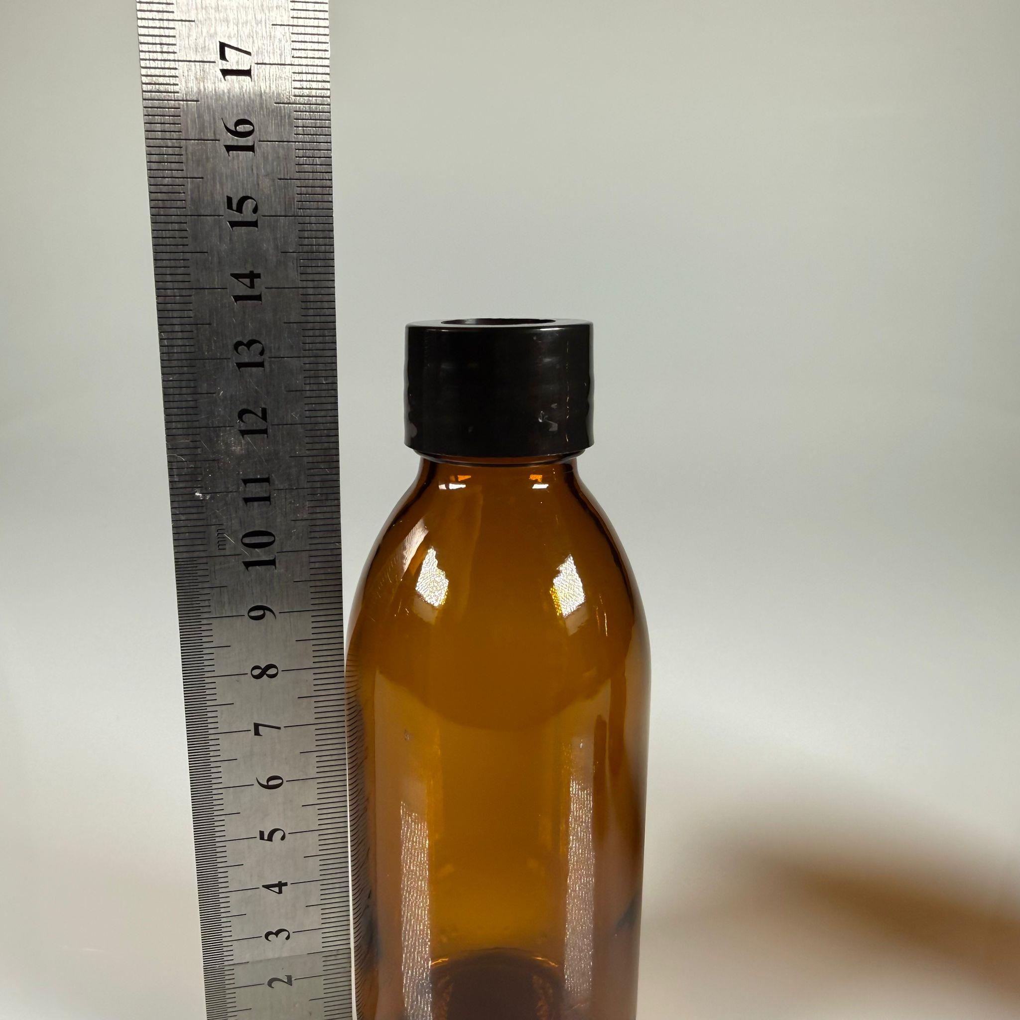 FLAKON ENJEKTÖR SERUM ŞİŞESİ - 160 ML ECZA CAM ŞİŞE + VİDALI DELİKLİ KAPAK (ELLE ÇEVİREREK KAPANIR) + KAUÇUK BUTİL TIPA TAKIM