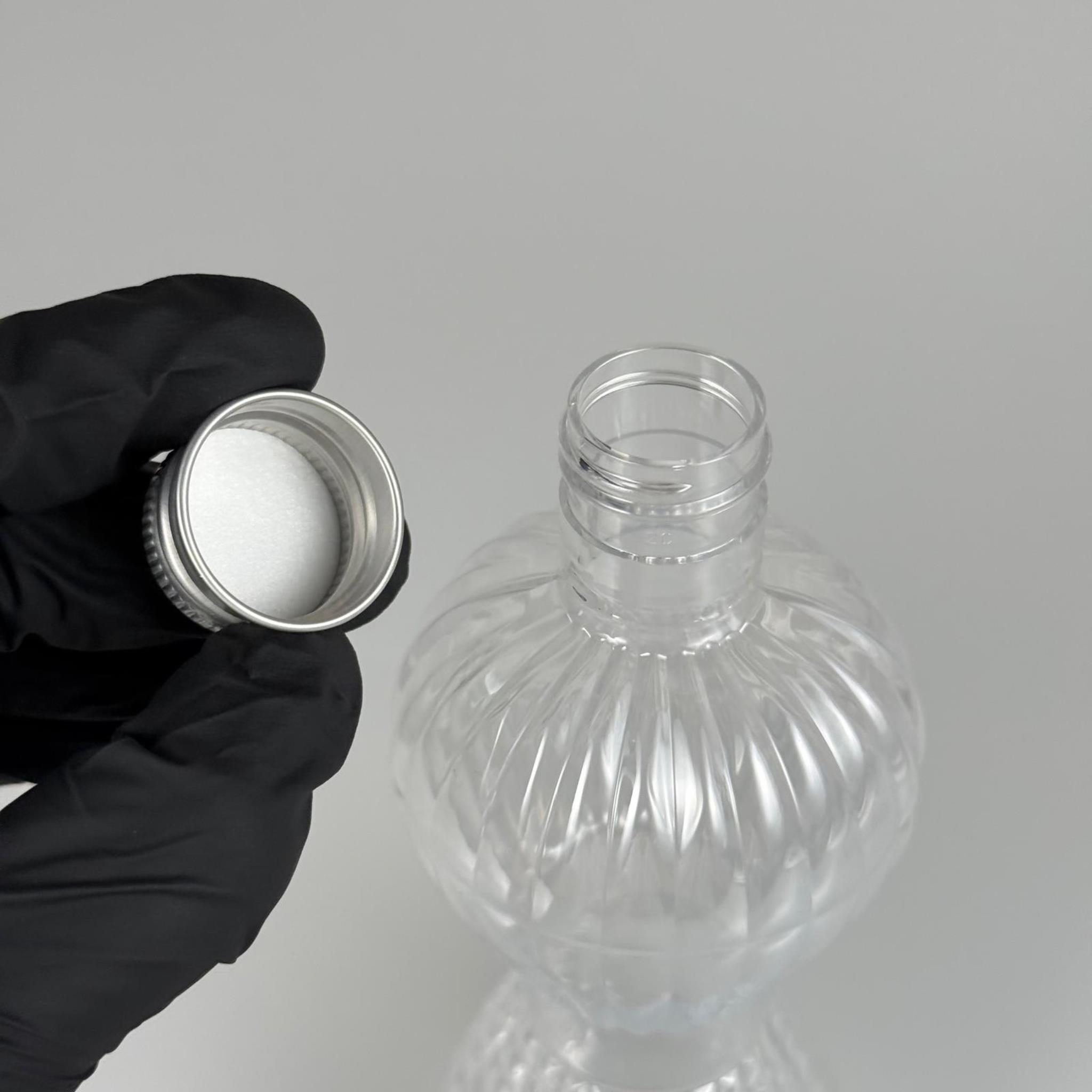 300 CC PIRLANTA ŞİŞE (CAMPET) 24 AĞIZ + KÖPÜK CONTALI GÜMÜŞ METAL ALÜMİNYUM KAPAK - 300 ML CAMPET PIRLANTA ŞİŞE