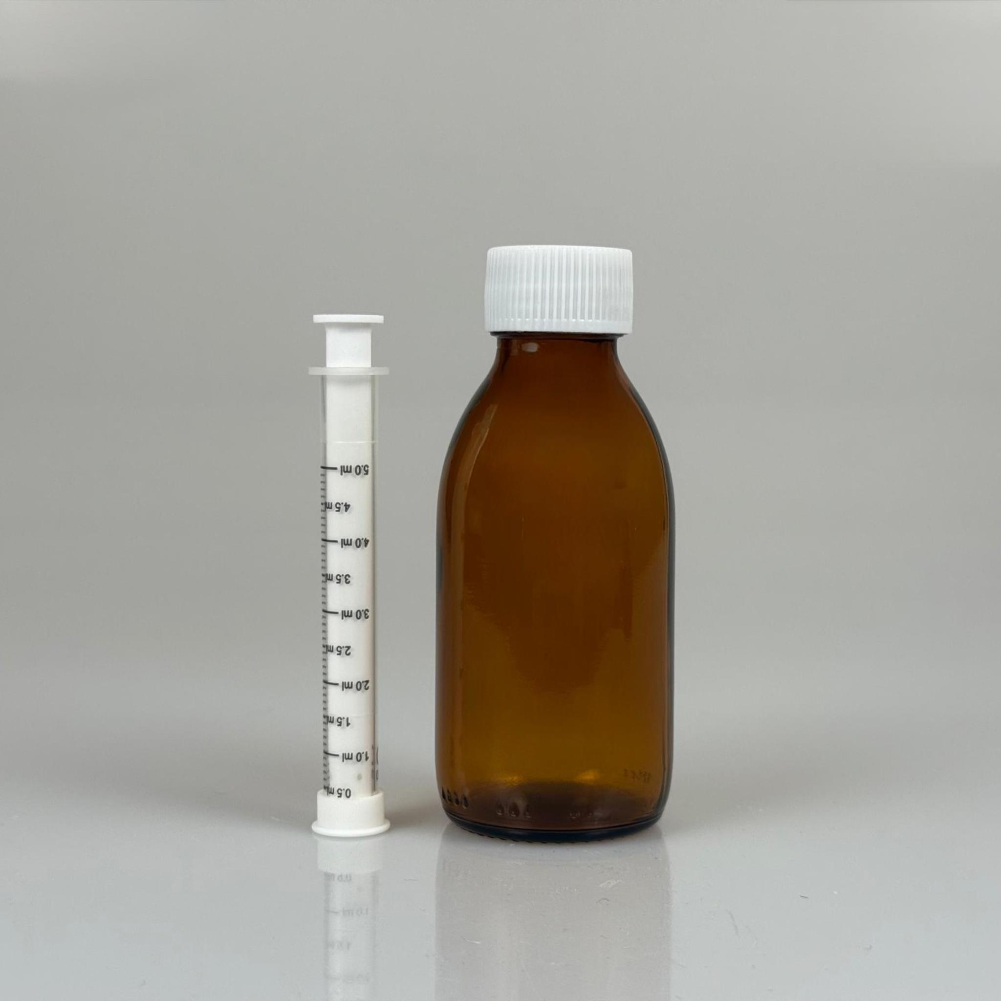 125 ML CAM ECZA ŞİŞESİ + 5 ML DOZAJ PİPETİ + DOZAJ TIPASI + CONTALI PLASTİK KAPAK TAKIM