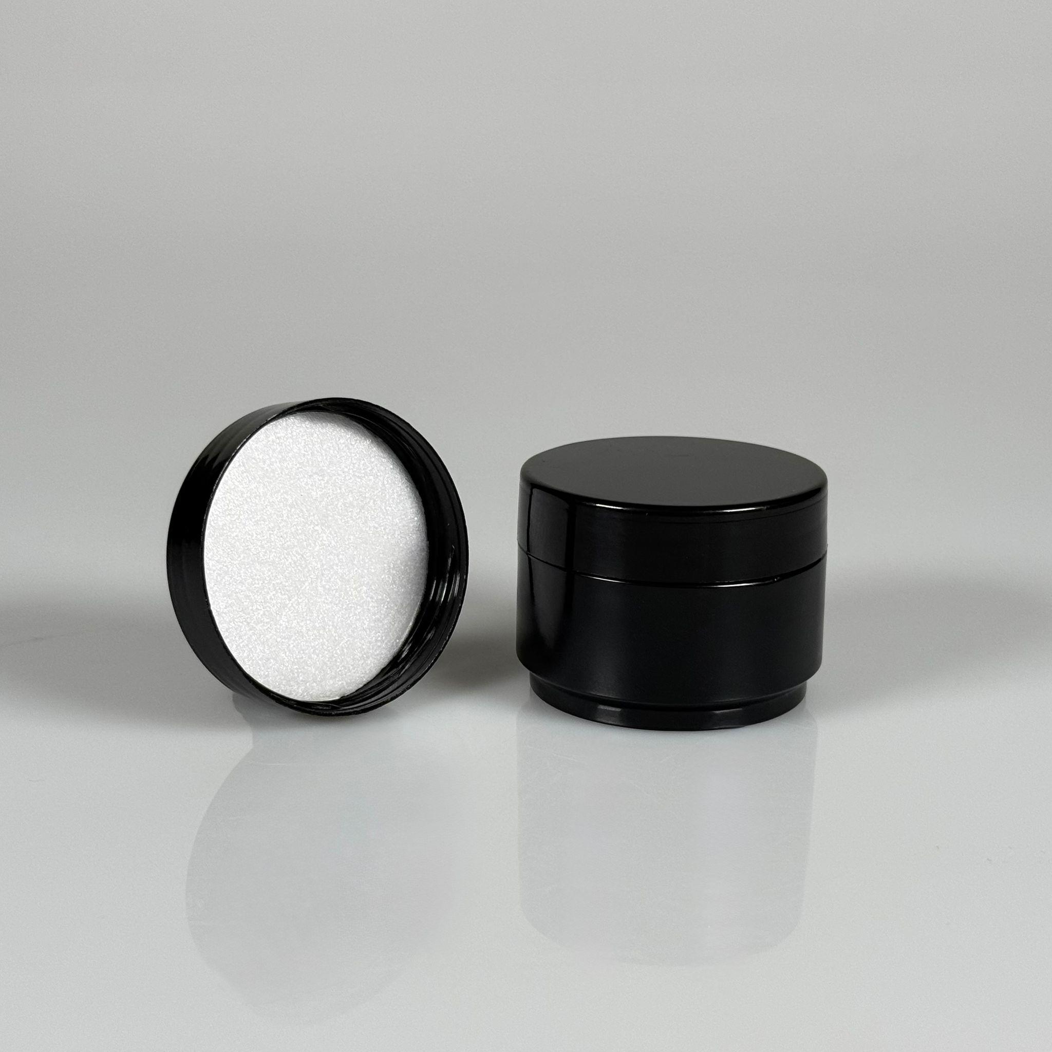 10 CC PLASTİK KAVANOZ - KAPAKLI KREM KAVANOZU - SİYAH + SIZDIRMAZ KÖPÜK CONTALI