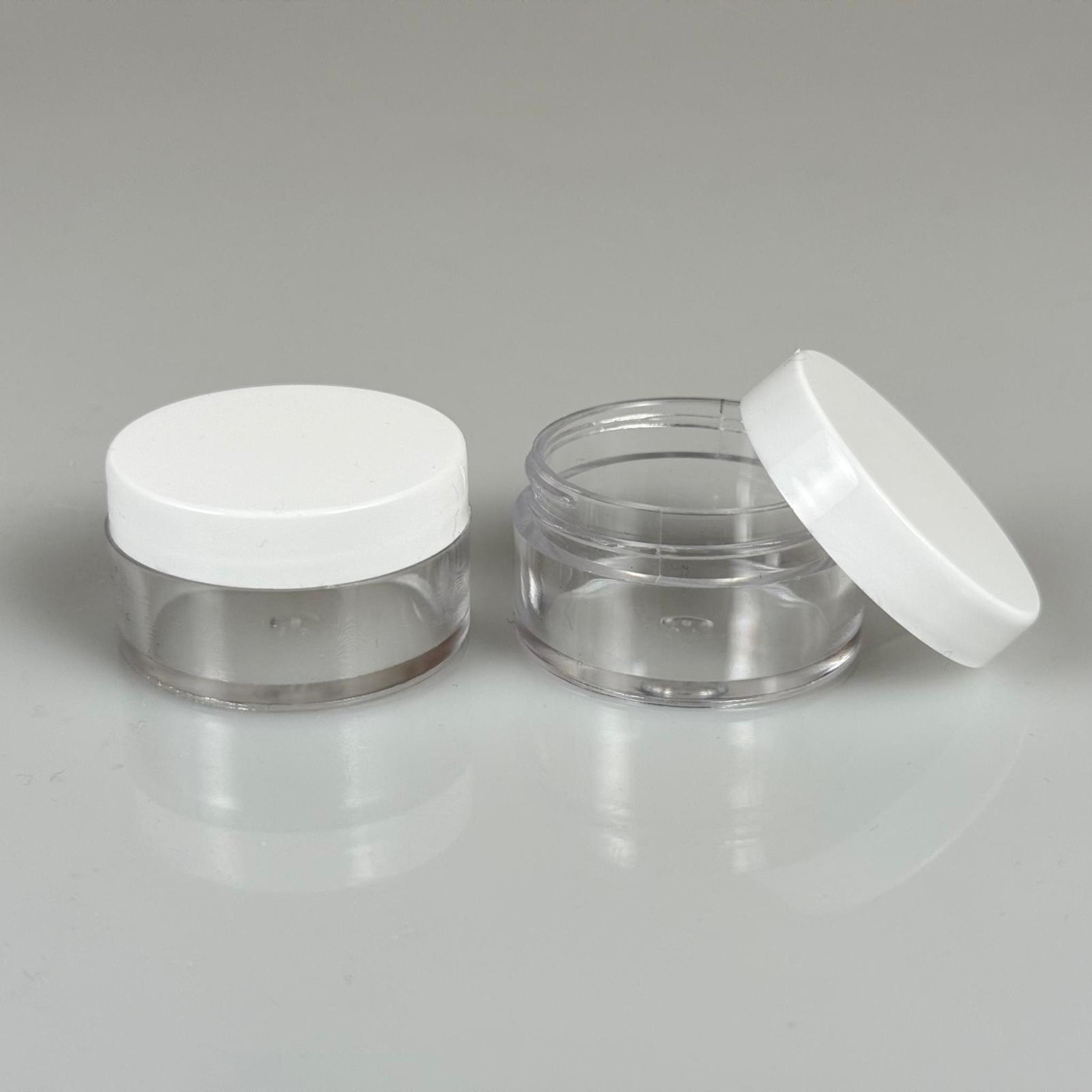10 CC KRİSTAL KAVANOZ - BEYAZ PLASTİK KAPAKLI  - 10 ML KREM KAVANOZ KALIN ŞEFFAF PLASTİK MİKA AKRİLİK