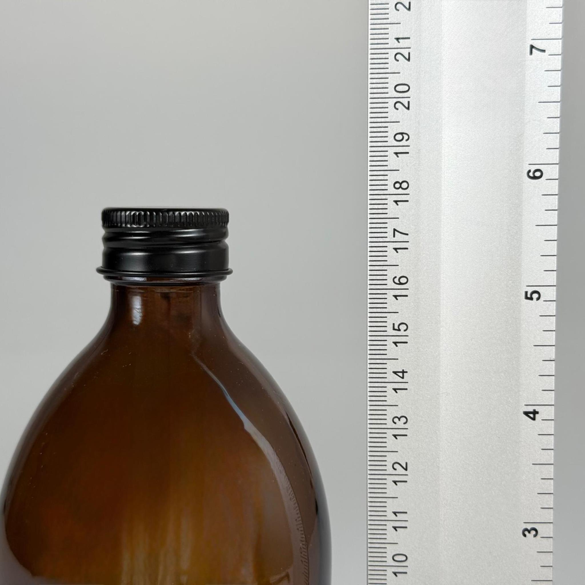 500 CC AMBER TOMBUL ÖZEL SERİ CAM ŞİŞE - METAL ALÜMİNYUM SİYAH KÖPÜK CONTALI KAPAKLI - 500 ML CAM ECZA ŞİŞESİ - KAHVERENGİ