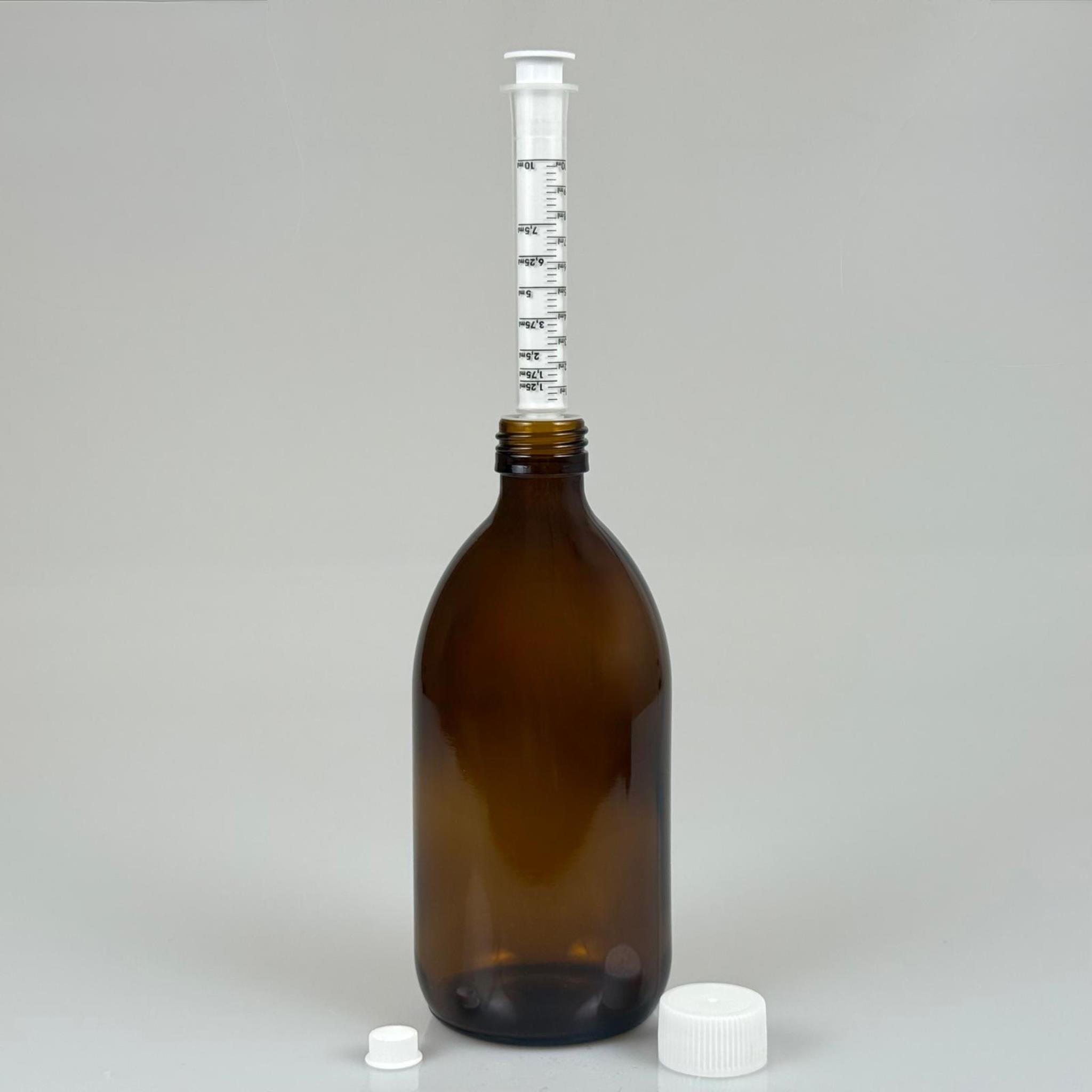 500 ML CAM ECZA ŞİŞESİ + 10 ML DOZAJ PİPETİ + DOZAJ TIPASI + CONTALI PLASTİK KAPAK TAKIM