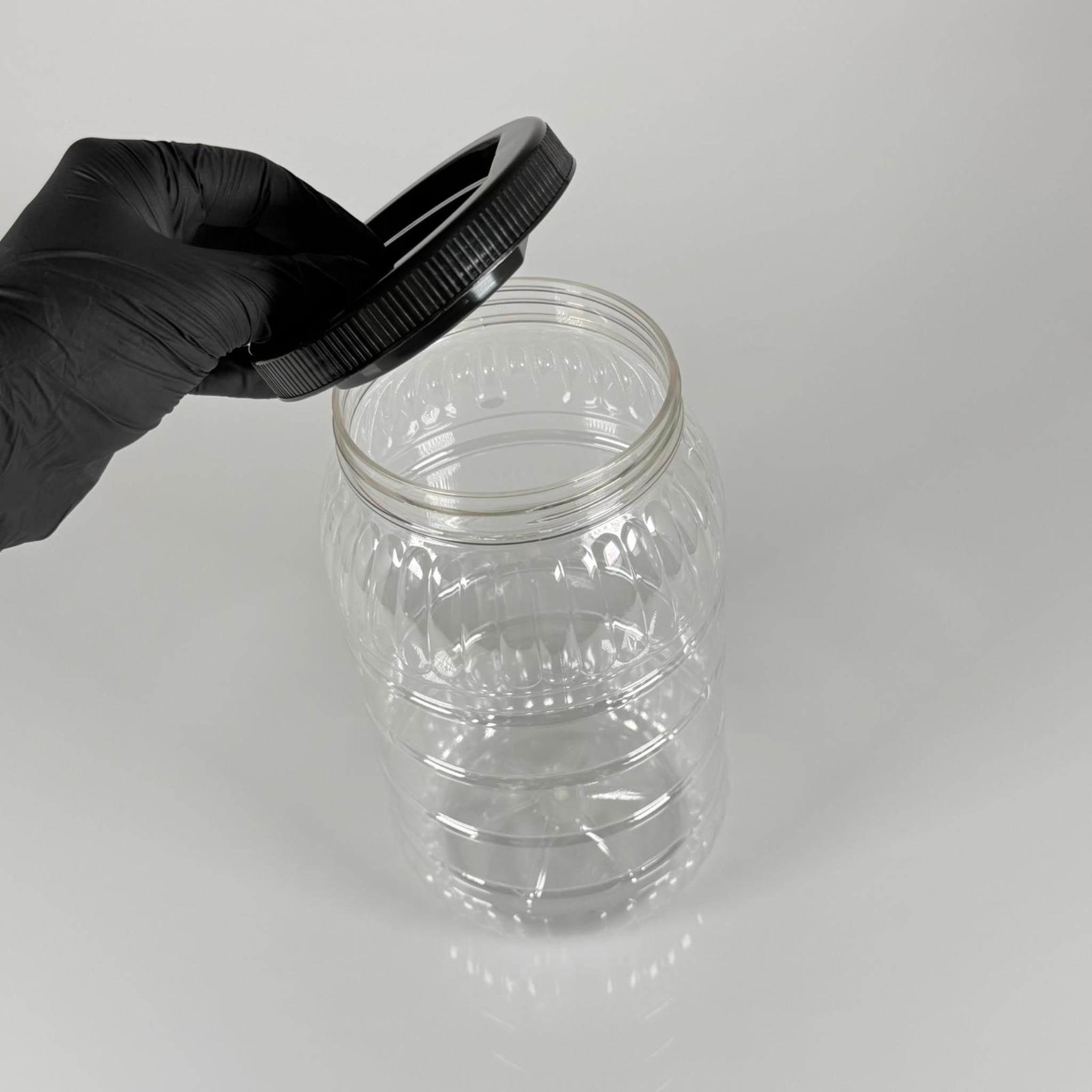 3 LİTRE PET KAVANOZ - SİYAH KAPAKLI - PLASTİK KAVANOZ - 3 LT PET BİDON - 3000 CC YUVARLAK KAVANOZ 110 MM AĞIZ- TURŞU, ZEYTİN VB İÇİN BOŞ PLASTİK BİDONLARI