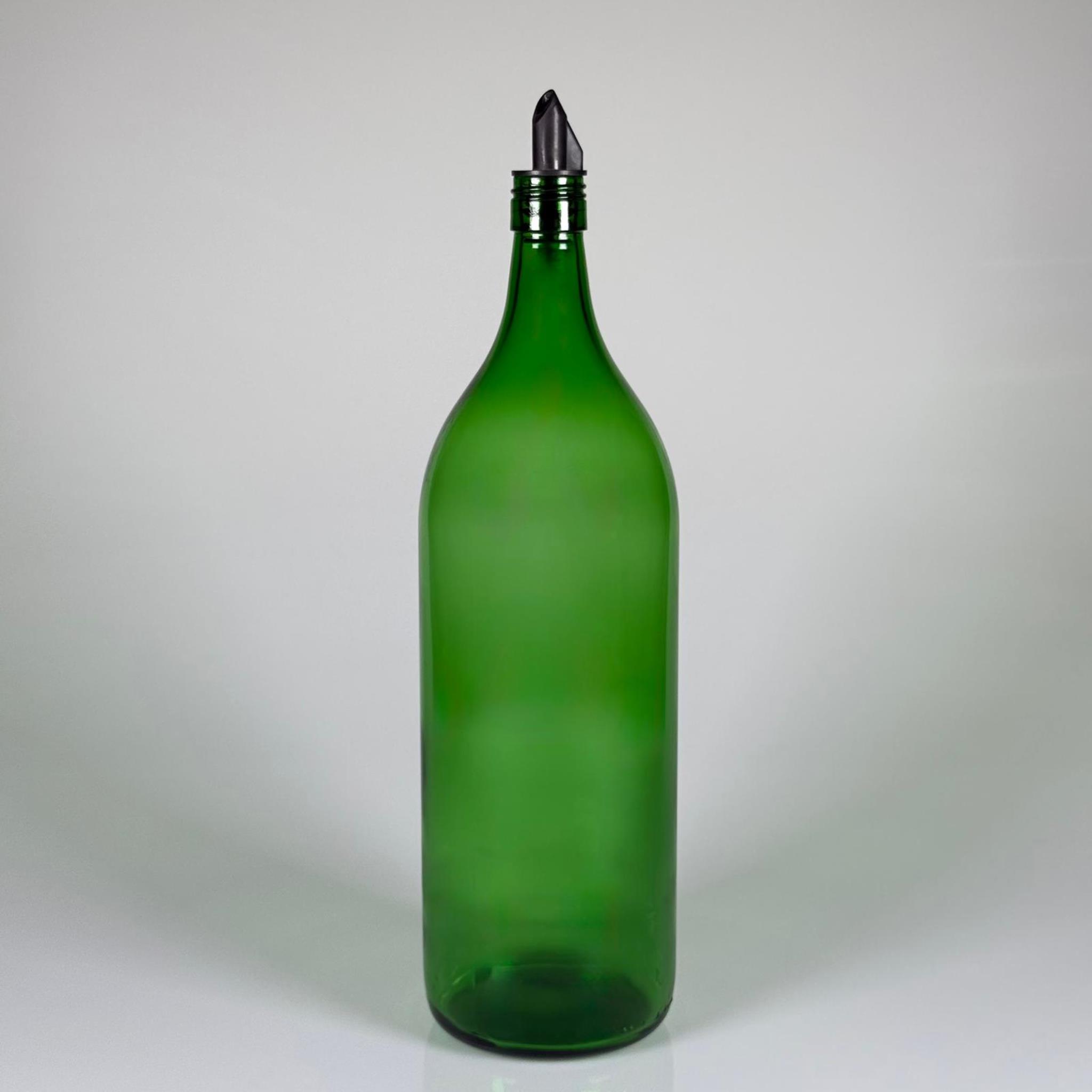 2000 CC YEŞİL CAM ŞİŞE - SİLİKON YAĞDANLIK TIPALI AKITICILI - 2 LİTRE YEŞİL CAM ŞİŞE - 2 LİTRE YAĞLIK SİRKELİK ŞİŞESİ