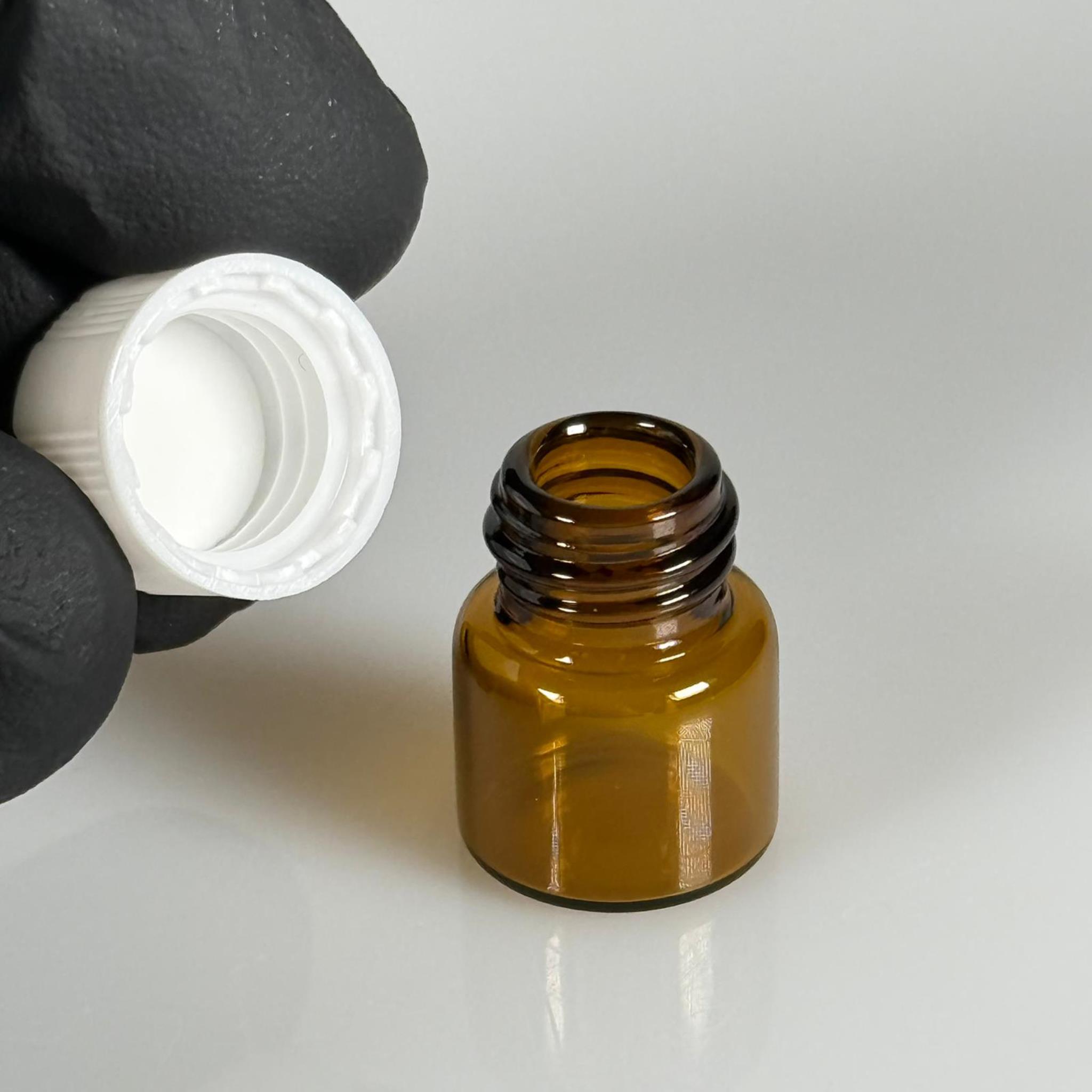 1 CC AMBER CAM ŞİŞE - BEYAZ KAPAKLI - 1 ML KAPAKLI CAM ŞİŞE