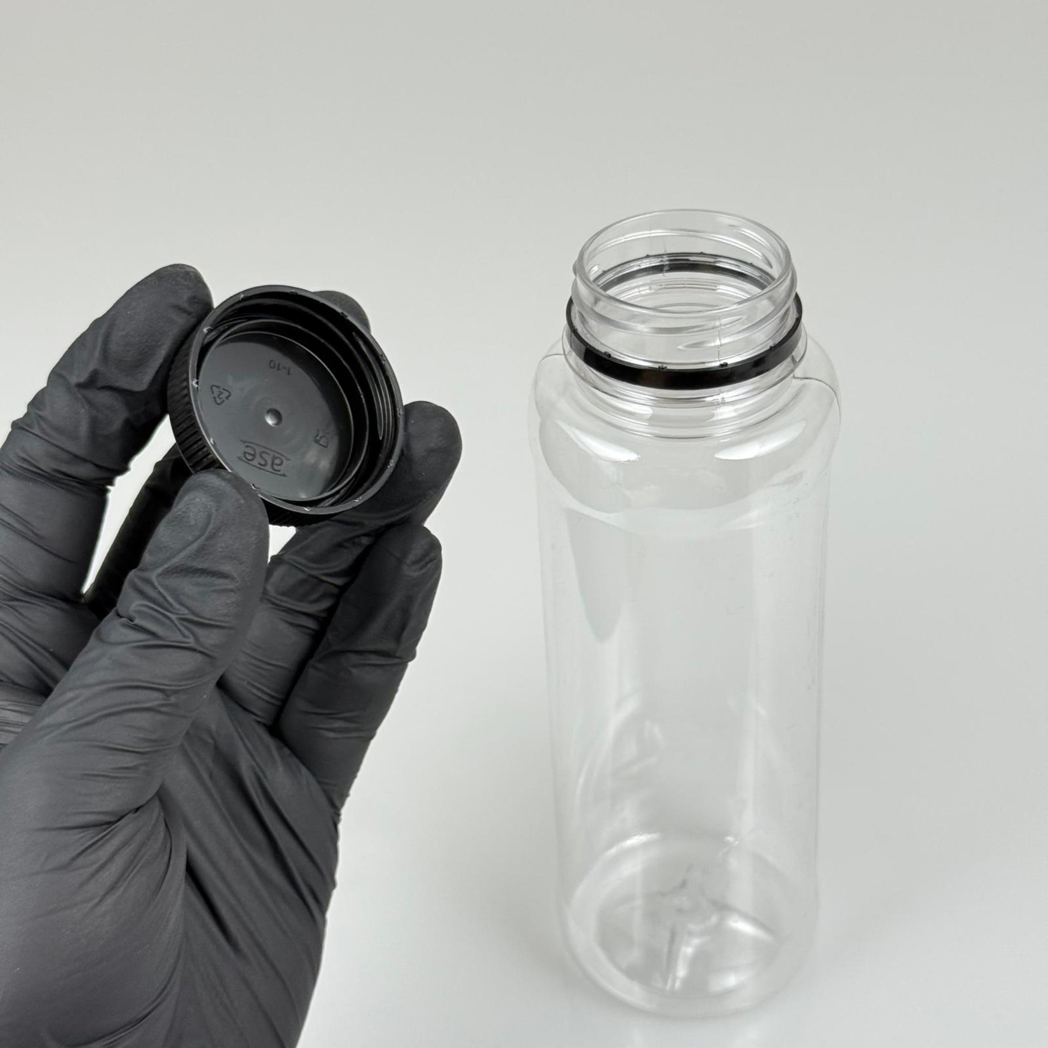 330 CC DÜZ GENİŞ AĞIZLI PET ŞİŞE - KİLİTLİ SİYAH KAPAKLI - 330 ML DETOKS MEYVE SUYU ŞİŞESİ
