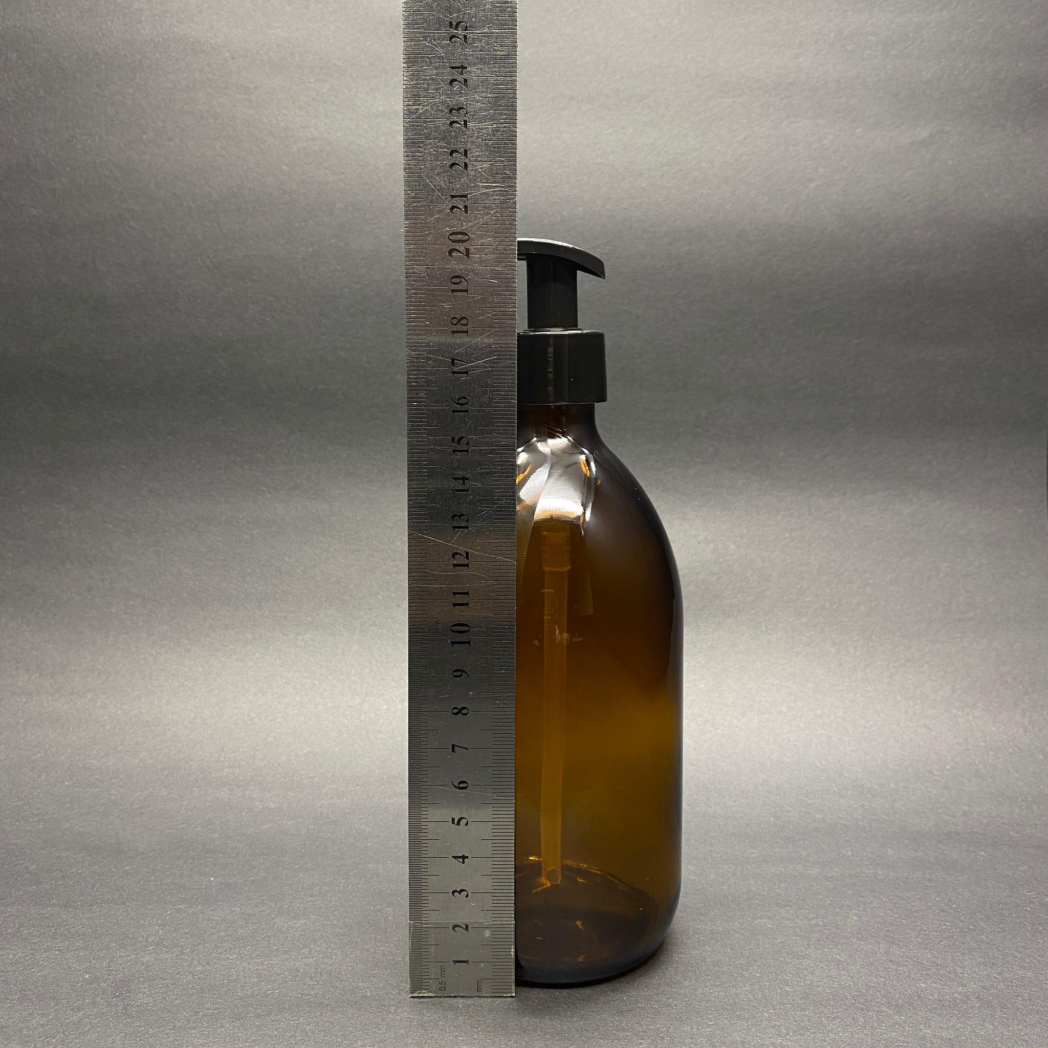 500 CC AMBER TOMBUL ÖZEL SERİ CAM ŞİŞE - SİYAH POMPALI - 500 ML CAM ECZA ŞİŞESİ - KAHVERENGİ (HORTUM BOYU TAM ŞİŞEYE GÖRE)