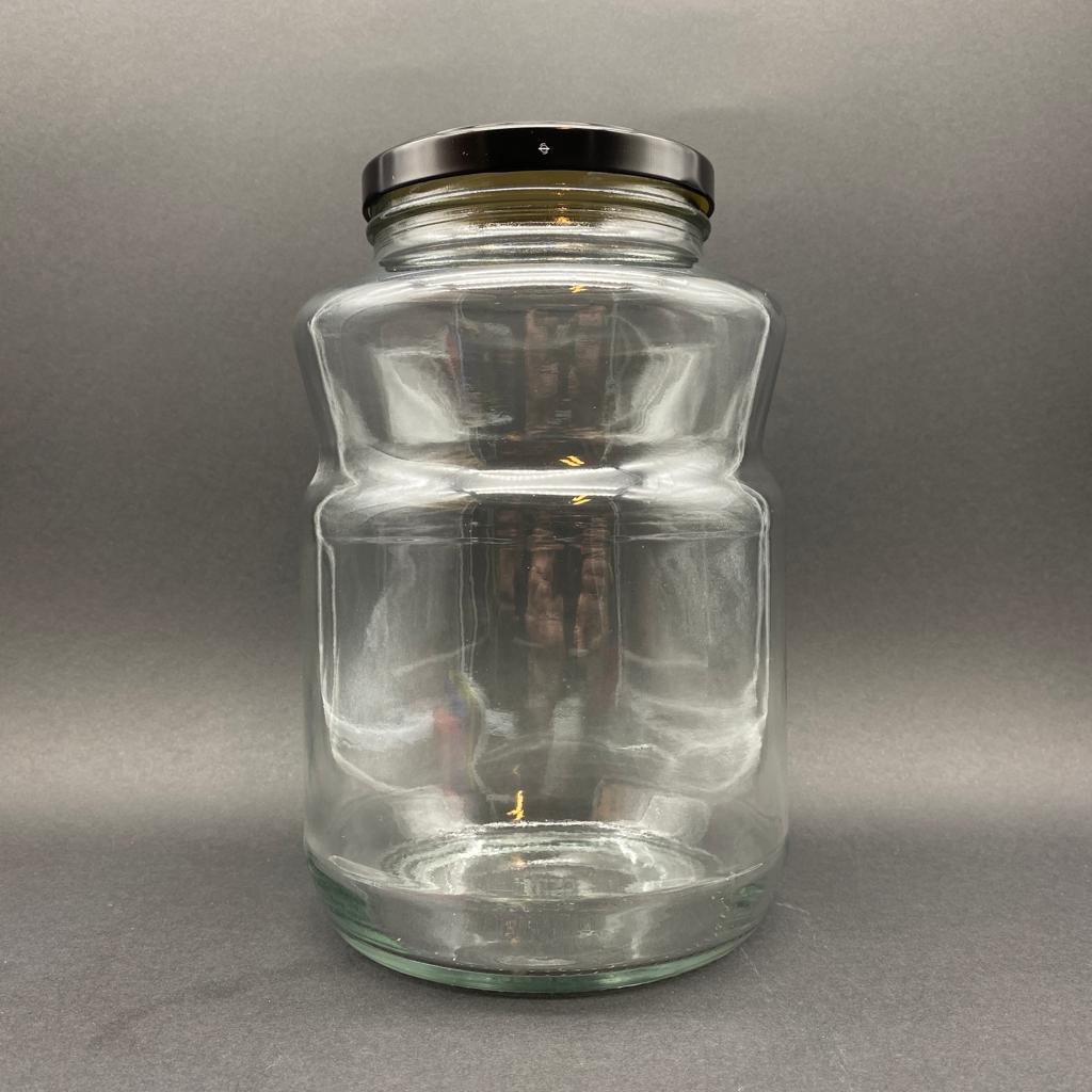2650 CC BOĞUMLU CAM KAVANOZ - SİYAH METAL KAPAKLI - 2650 ML BOĞUMLU CAM KAVANOZ - TURŞU VE ZEYTİN KURUMUNDA KULLANILABİLİR