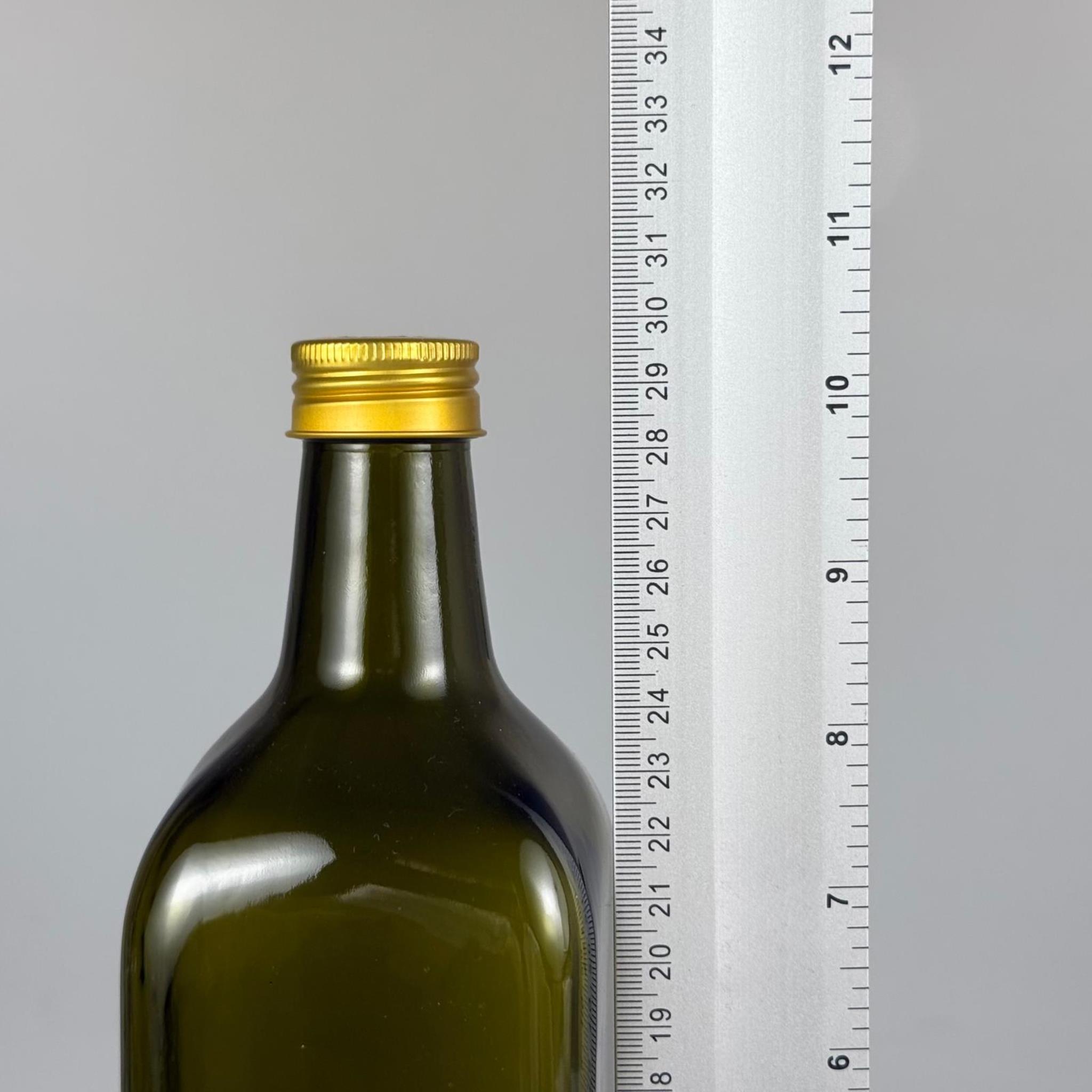 1000 CC YEŞİL MARASKA CAM ŞİŞE - GOLD METAL ALÜMİNYUM KAPAKLI - 1000 ML KÖŞELİ YAĞ ŞİŞESİ - SİRKE ŞİŞESİ