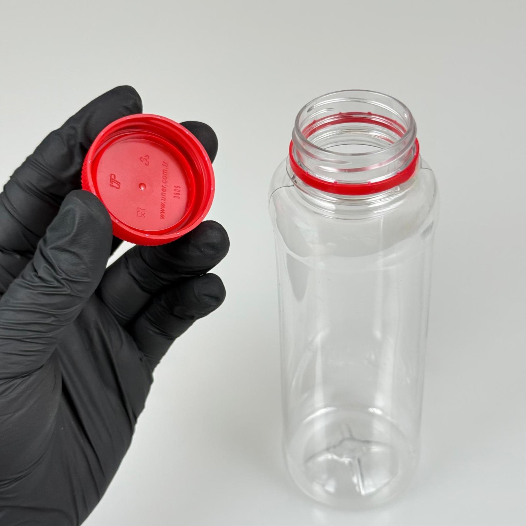 330 CC DÜZ GENİŞ AĞIZLI PET ŞİŞE - KİLİTLİ KIRMIZI KAPAKLI - 330 ML DETOKS MEYVE SUYU ŞİŞESİ