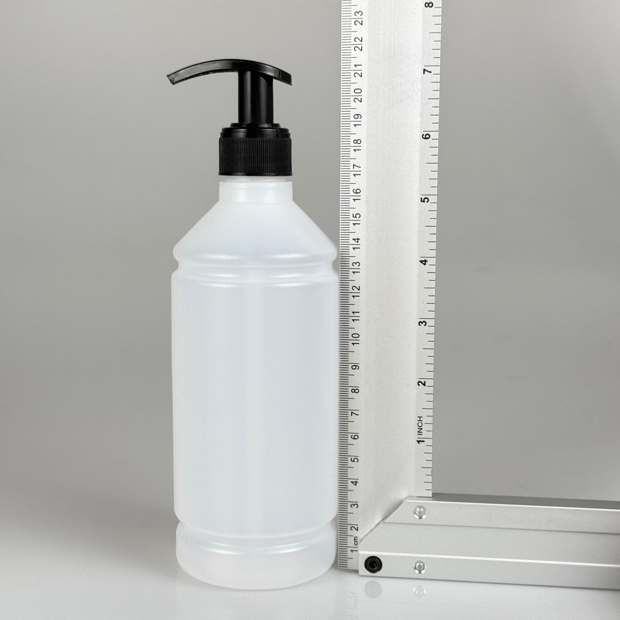 POMPALI ŞİŞE - 500 CC HDPE POLİETİLEN PLASTİK SİLİNDİR ŞEFFAF ŞİŞE + 28 MM POMPA SİYAH TAKIM