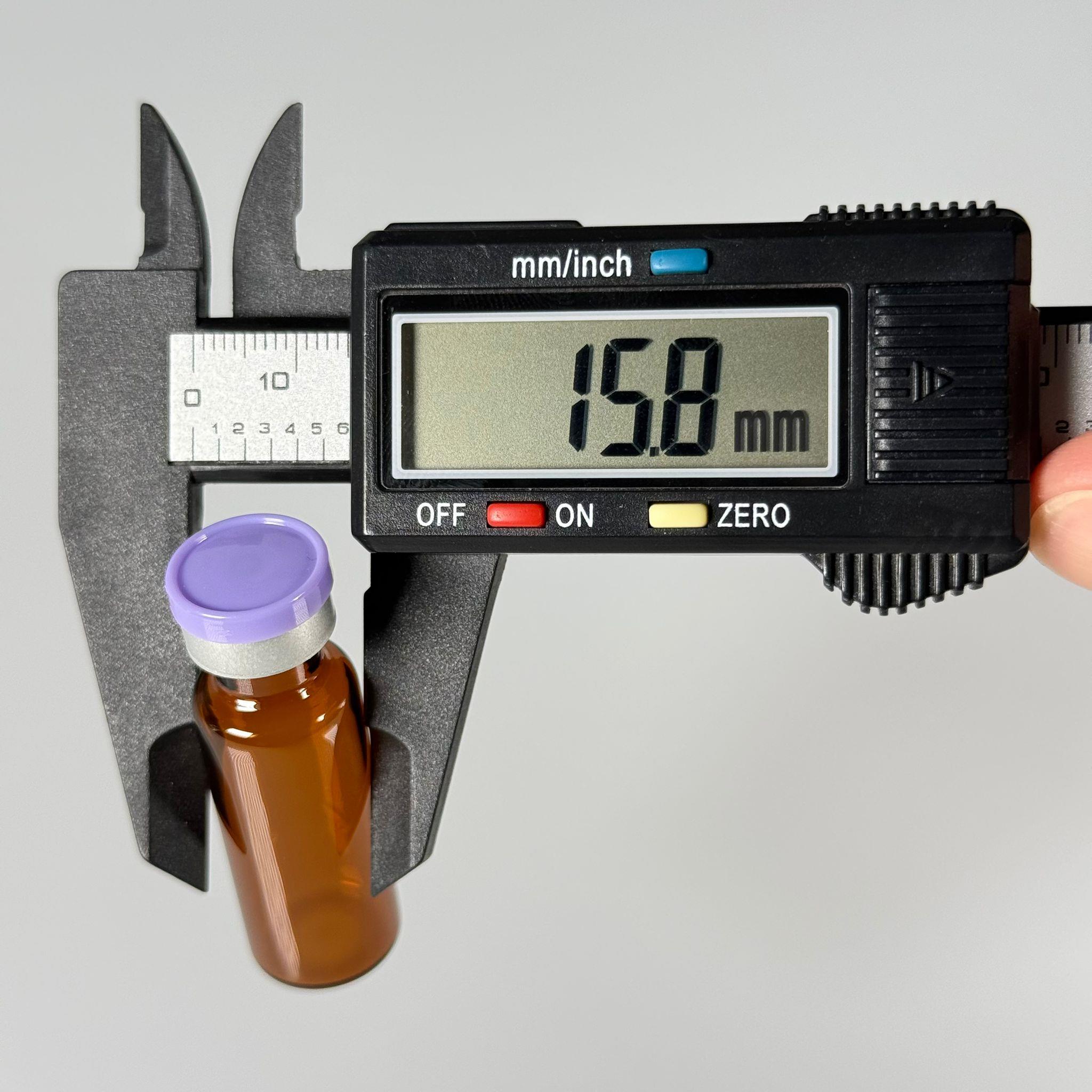 4 ML vial flakon şişe - 13 ağız 4 cc amber cam ilaç şişesi + kauçuk butil enjektör tıpası + mor alüminyum kapaklı takım